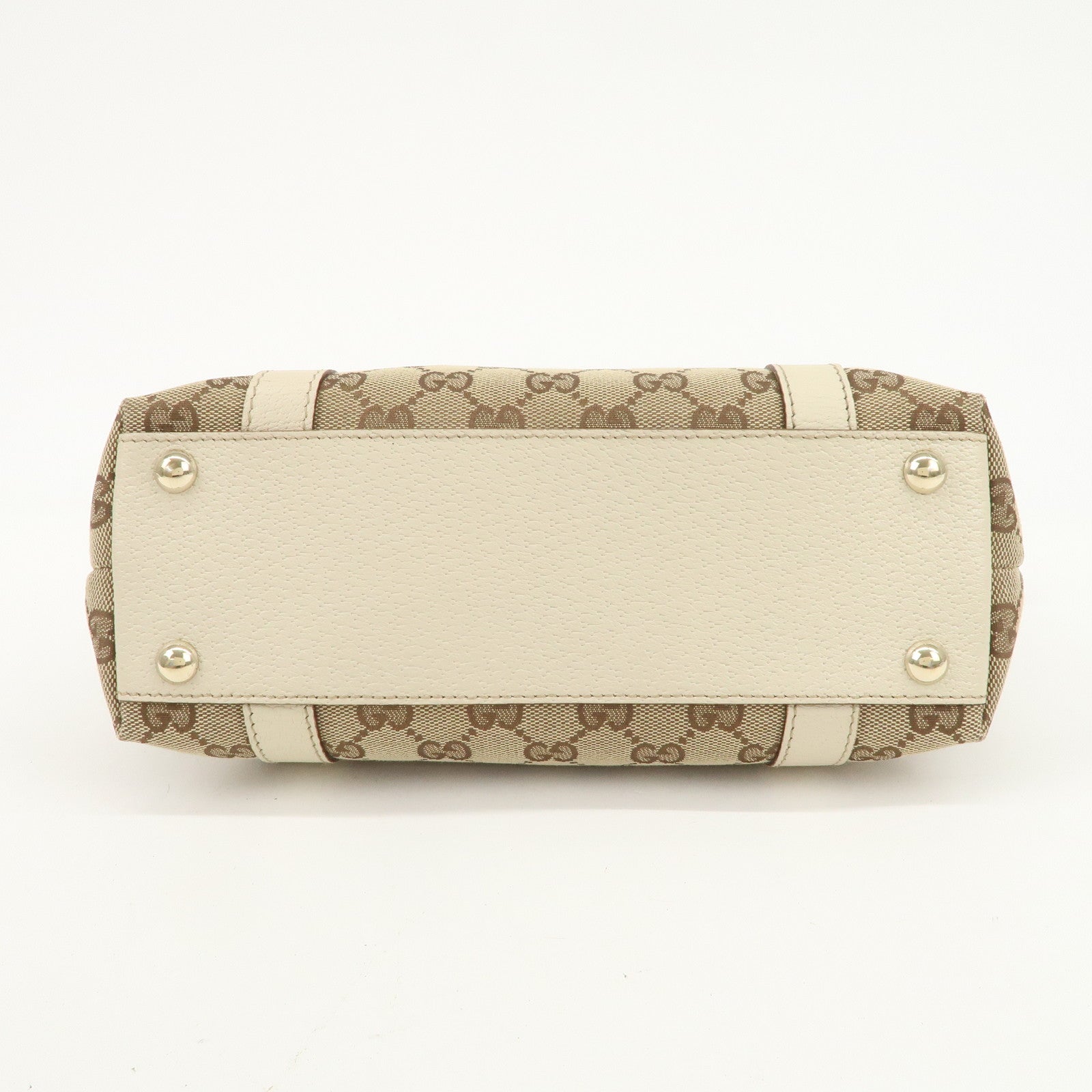 GUCCI Abbey GG Canvas Leather Tote Bag Hand Bag Beige Ivory 141471