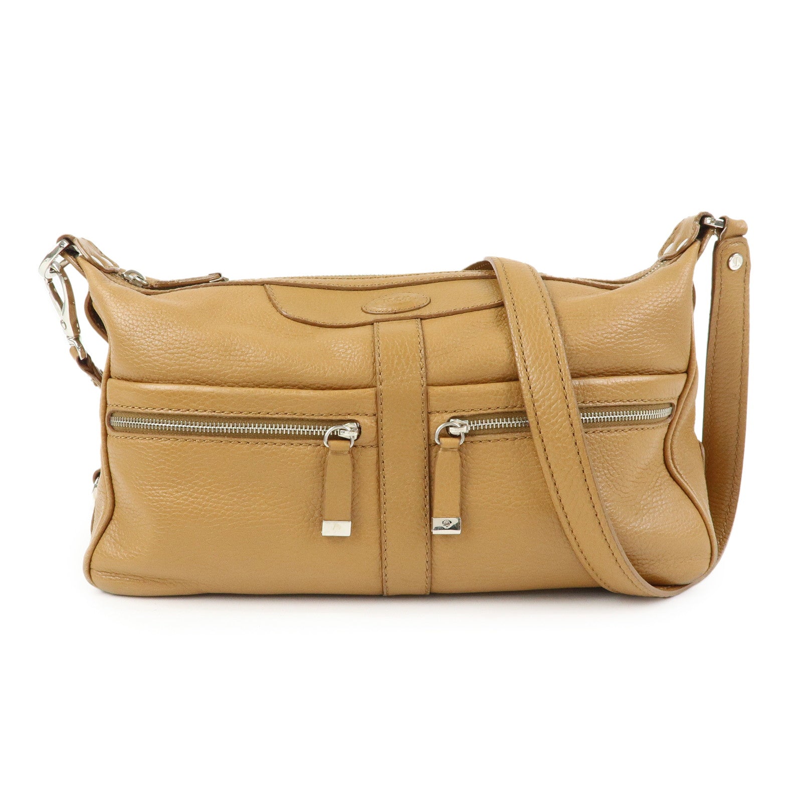 TOD'S  Miky Leather Shoulder Bag Crossbody Bag Camel Light Brown