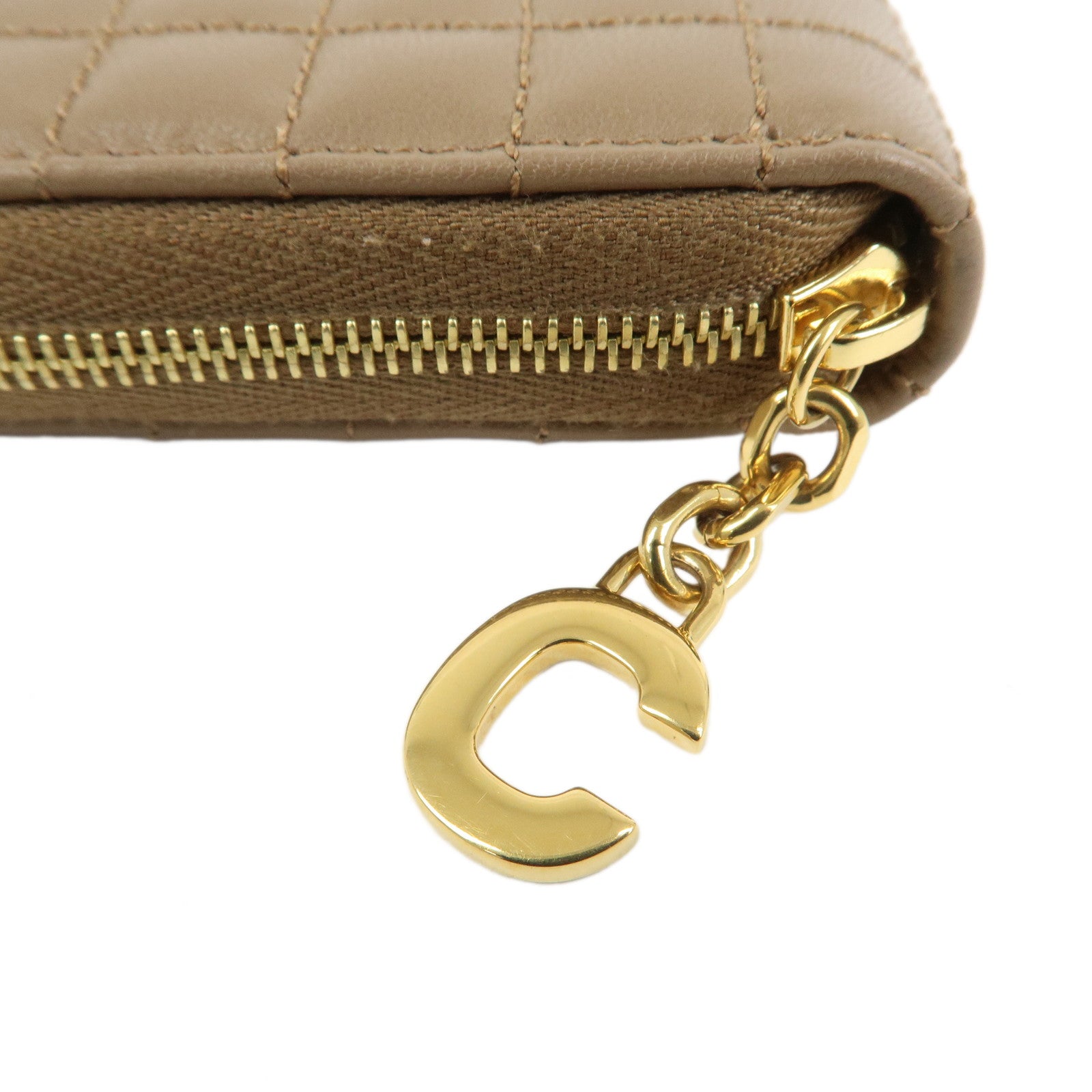 CELINE Leather Compact Zippy Wallet Card Case Coin Case Brown