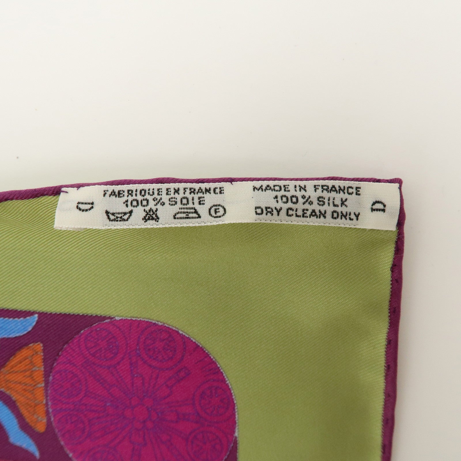 HERMES Carre 90 Silk 100% Scarf TORANA Pink Blue Green Used