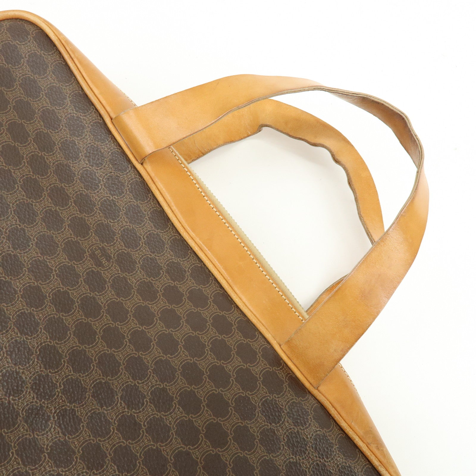 CELINE Macadam PVC Leather Hand Bag Tote Bag Brown