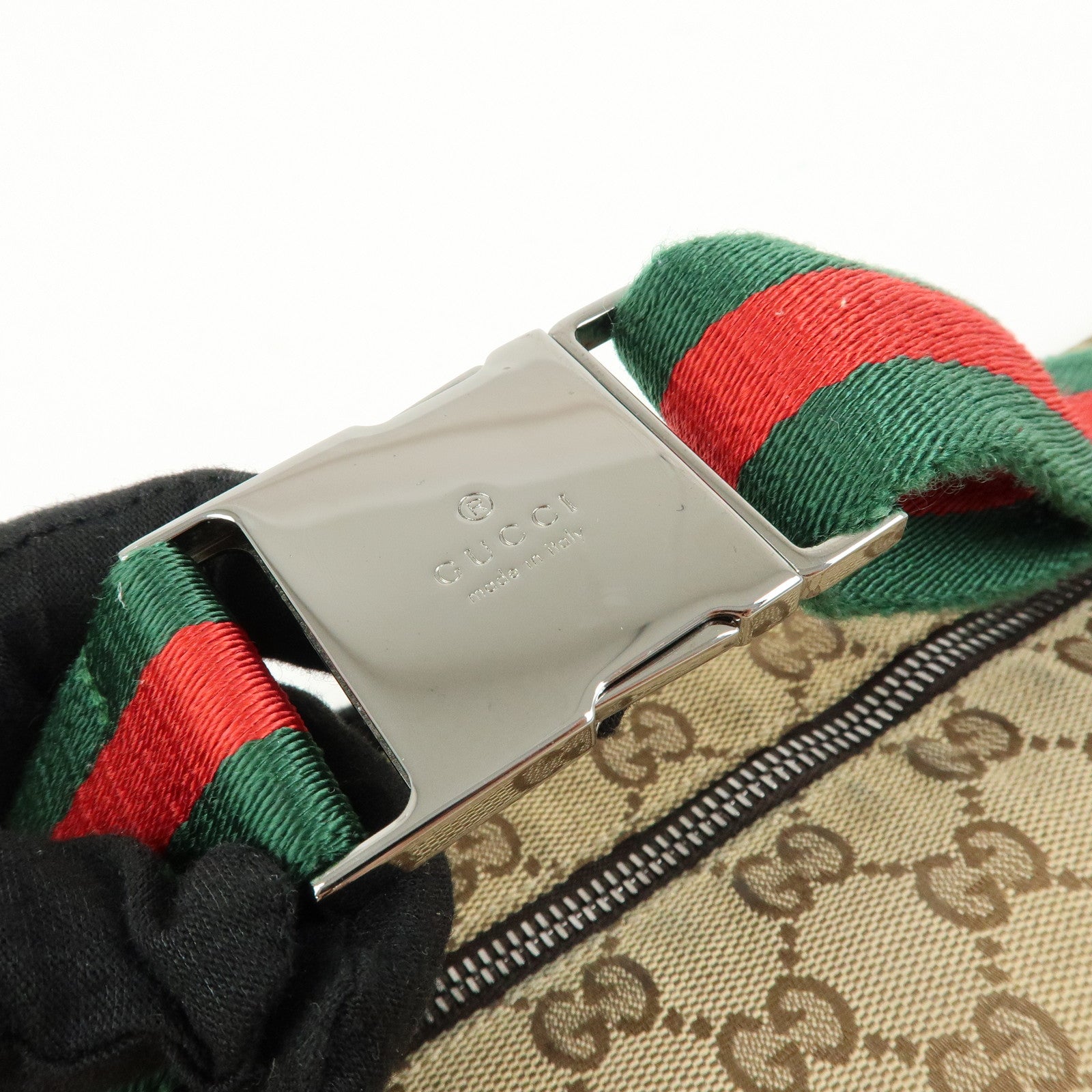 GUCCI GG Canvas Leather Waist Bag Crossbody Bag Beige Brown 28566