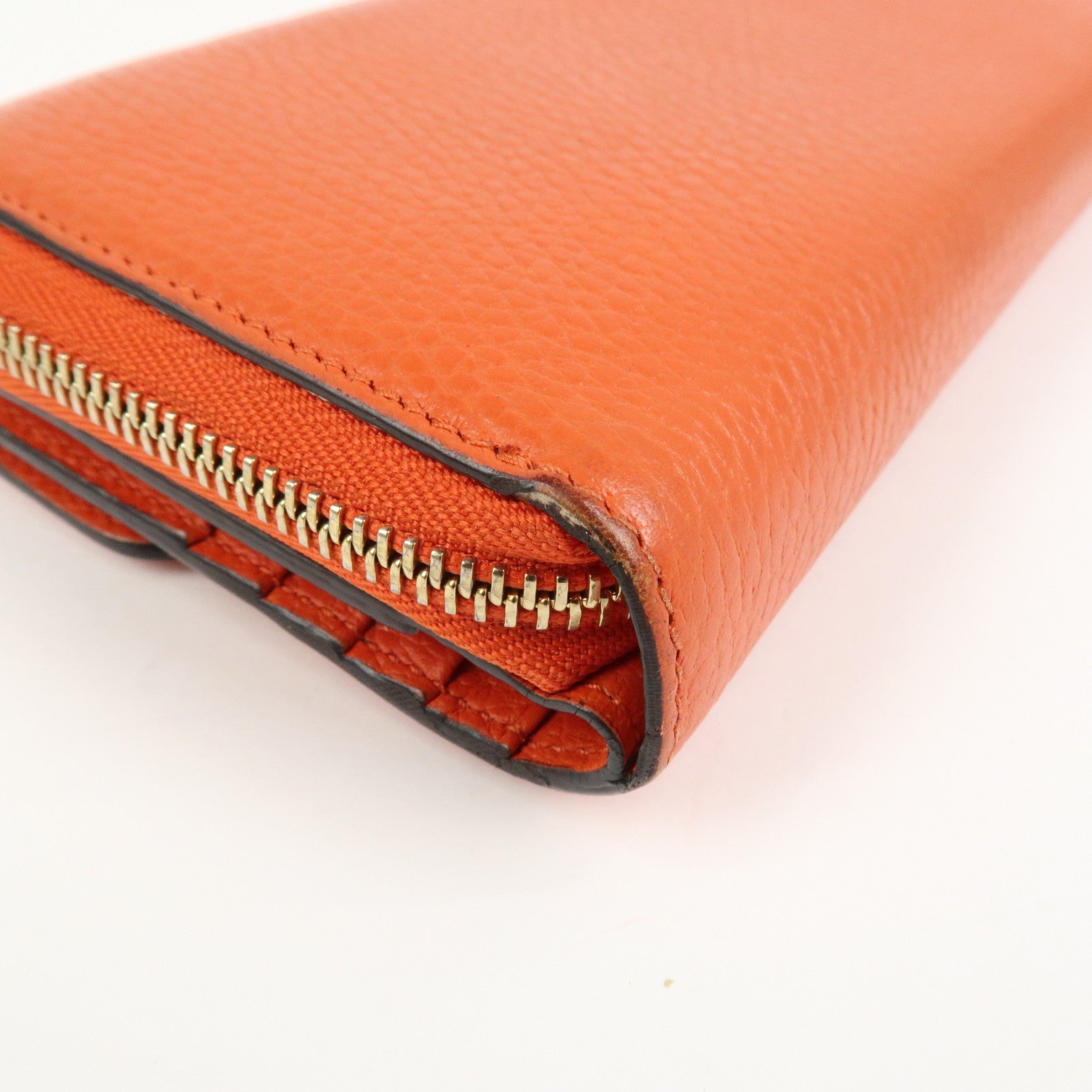 GUCCI Interlocking G Leather Flap Round Zippy Long Wallet 449397