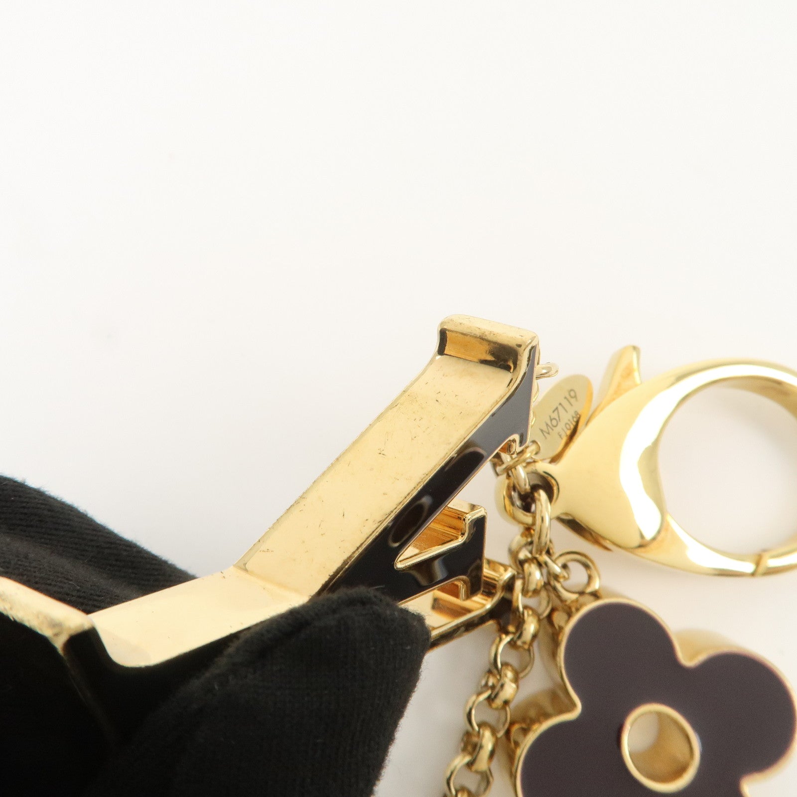 Louis Vuitton Fleur de Monogram Key Chain Bag Charm Gold M67119