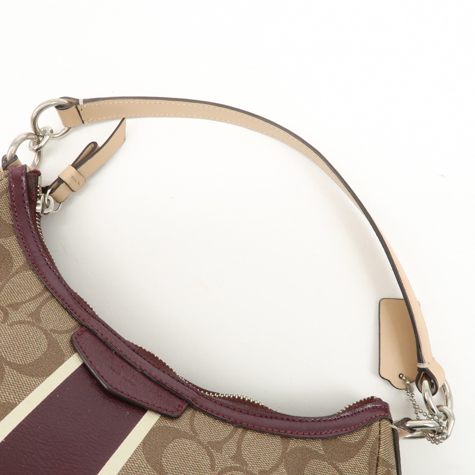 COACH Signature PVC Patent Leather 2Way Shoulder Bag Hand Bag Beige