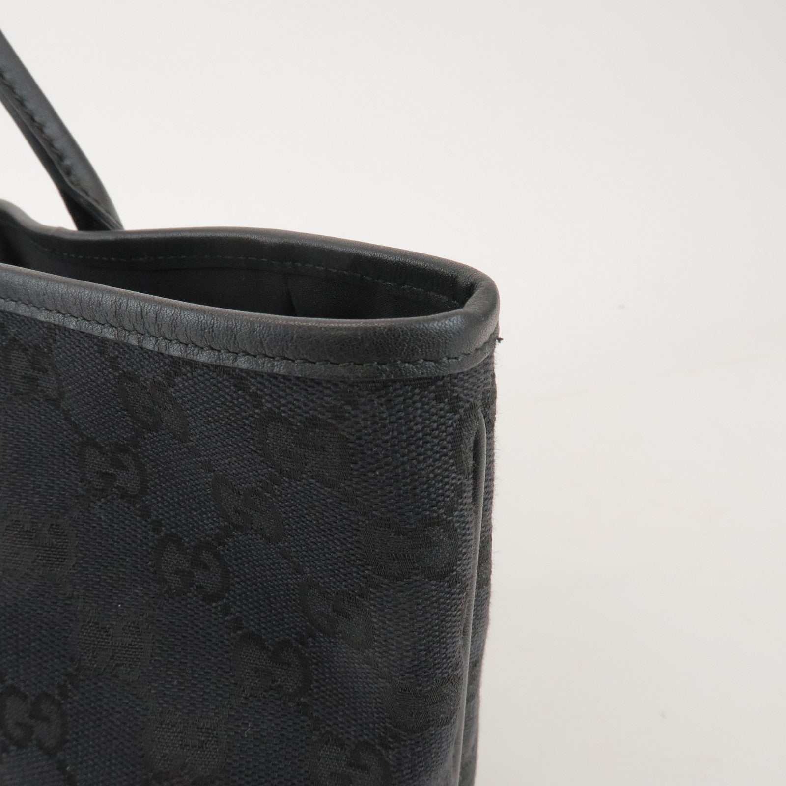 GUCCI New Britt GG Canvas Leather Tote Bag Hand Bag Black 169946