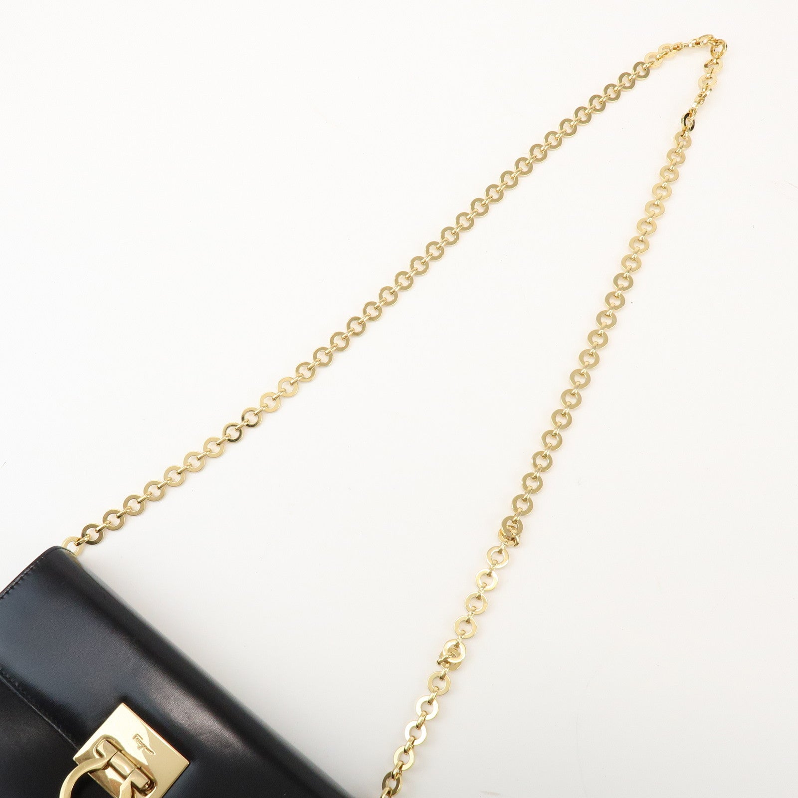 Ferragamo Gancini Leather Chain Shoulder Bag Black