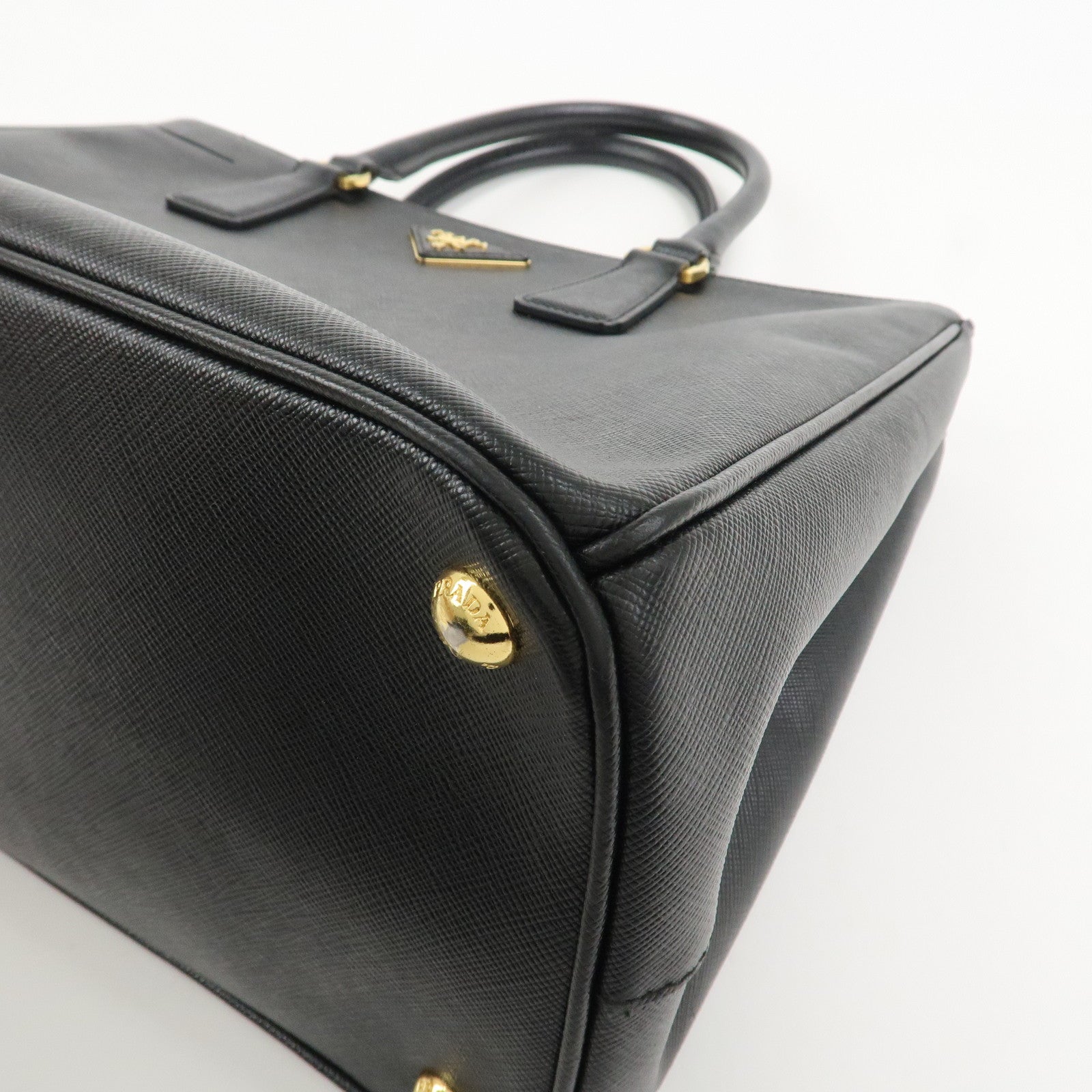 PRADA Triangle Logo Galleria Saffiano Leather 2Way Bag Black 1BA274