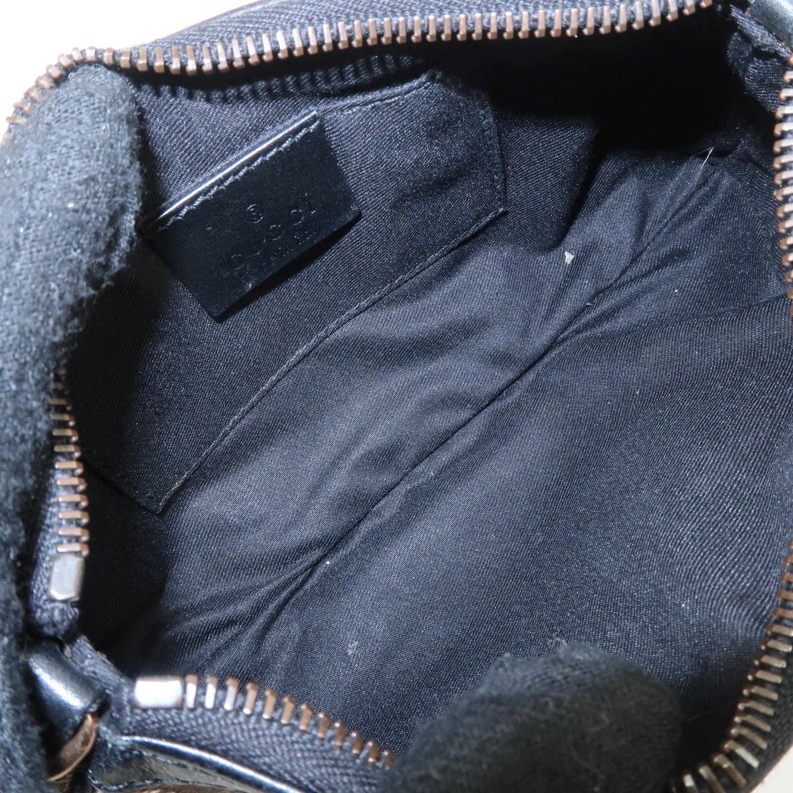 GUCCI Sherry Bamboo GG Canvas Leather Chain Bag Black Purple 129423 Used