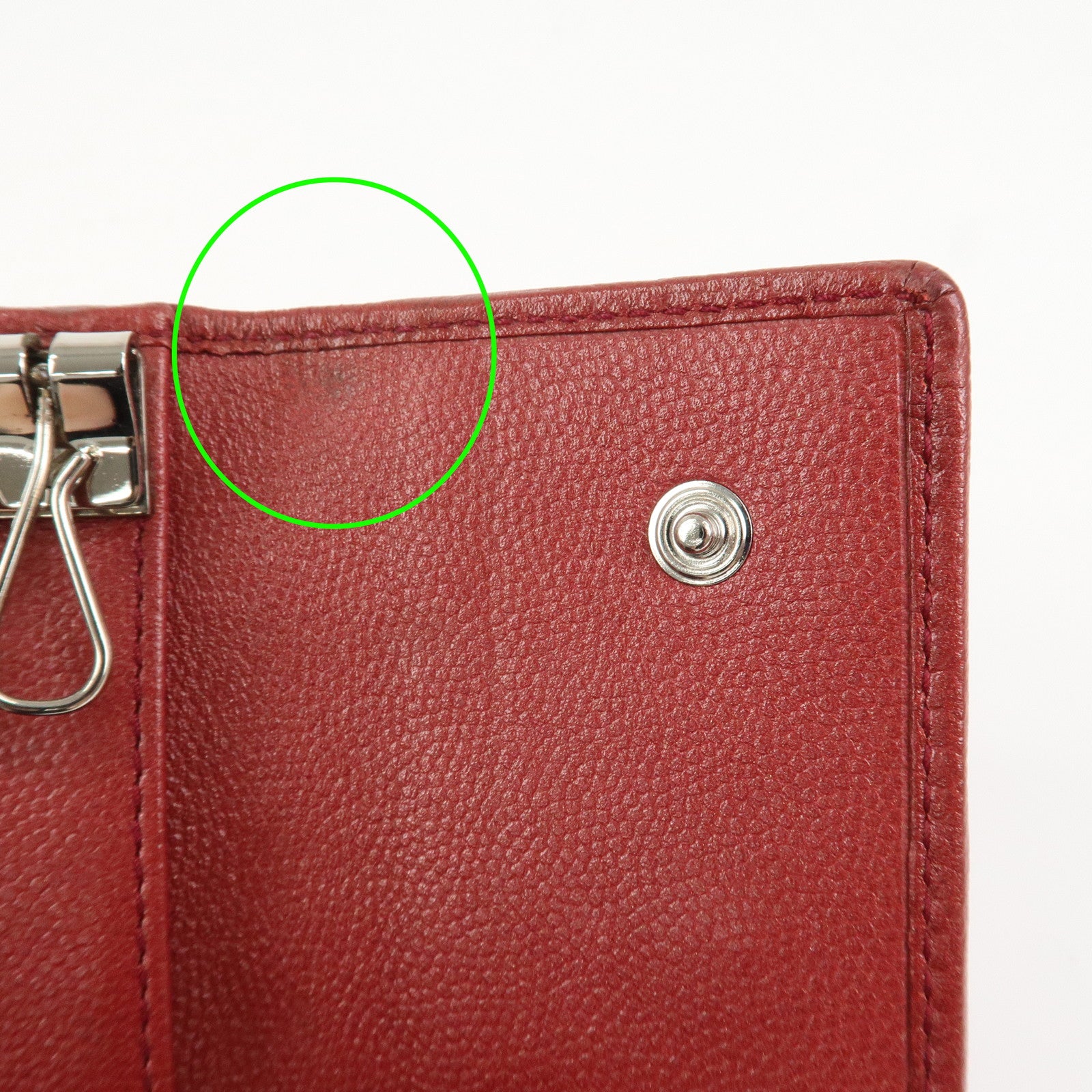 CHANEL COCO Mark Caviaskin Leather 6 Rings Key Case Key Ring Red