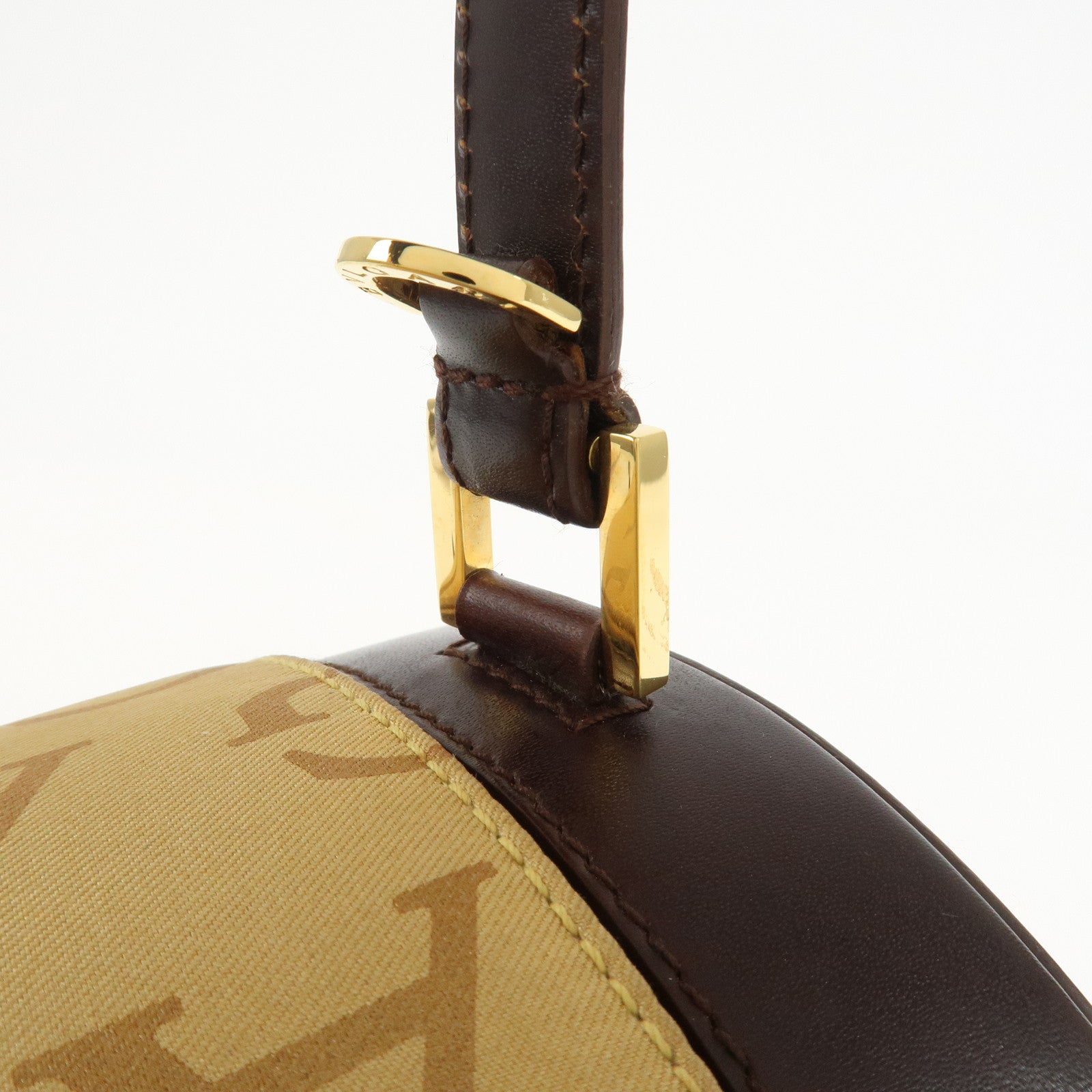 BVLGARI B-zero1Drum Leather Silk Shoulder Bag Hand Bag Beige Brown