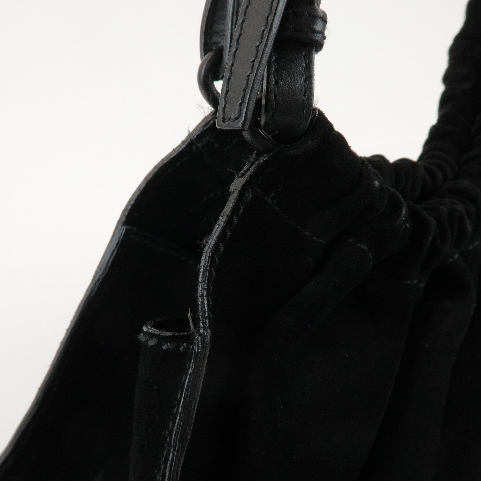 GUCCI Suede Leather Hand Bag Shoulder Bag Black 0014335