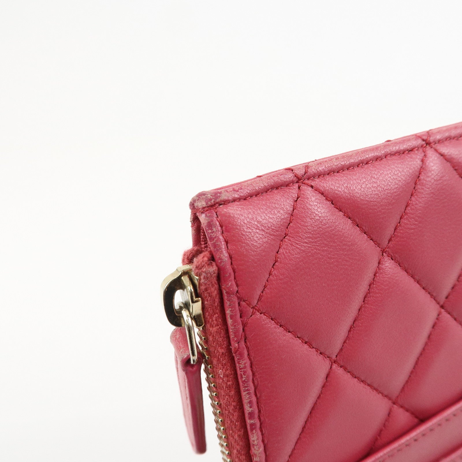 CHANEL COCO Mark Matelasse Lamb Skin Card Fragment Case Pink AP0225