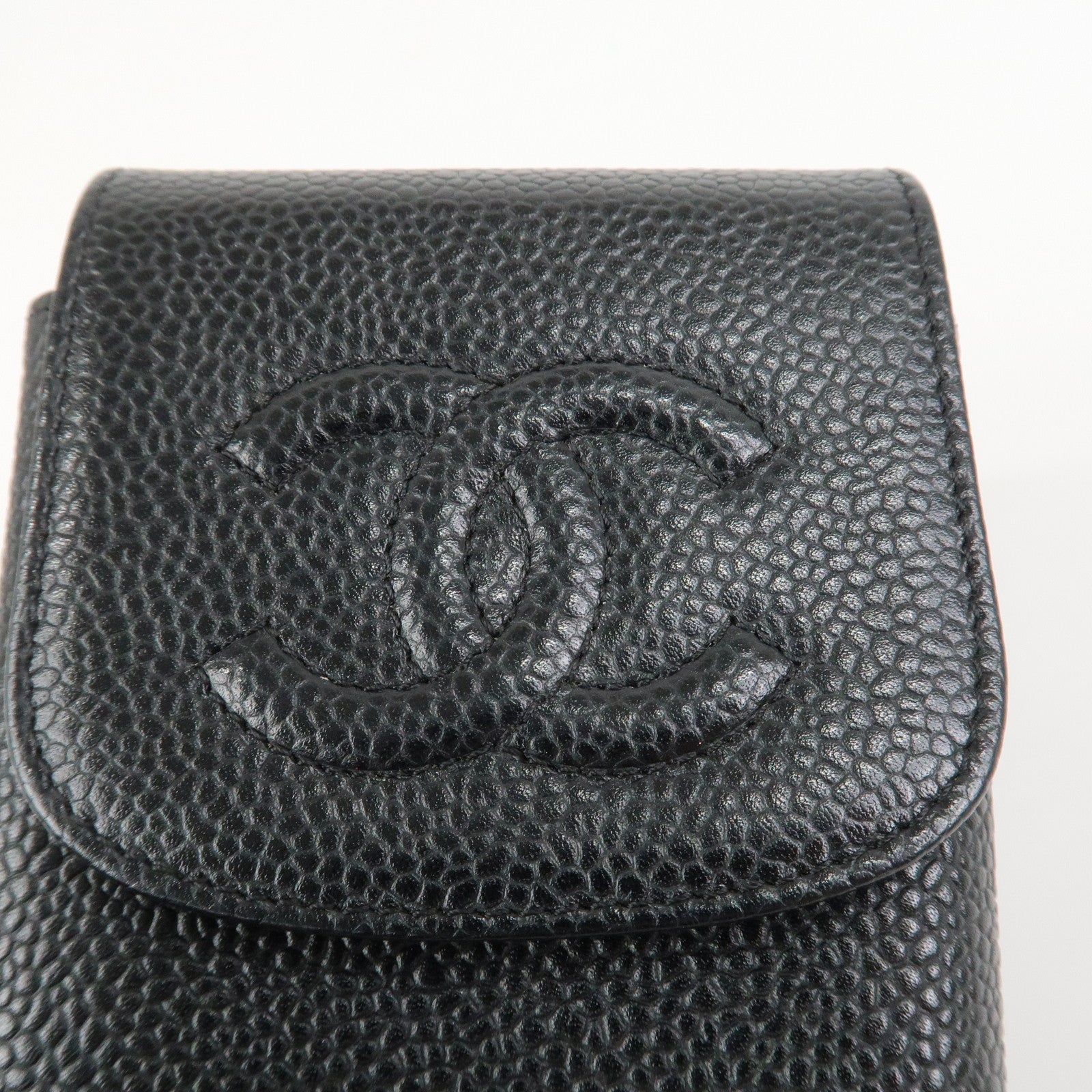 CHANEL COCO Mark Caviarskin Cigarette Case Black Noir A13511