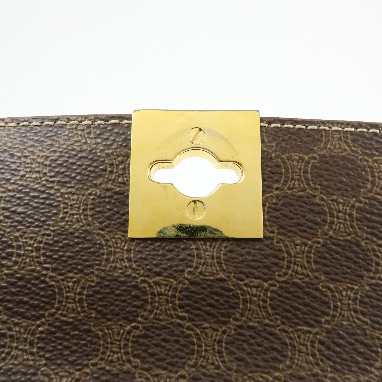 CELINE Macadam PVC Leather 2WAY Bag Hand Bag Shoulder Bag Brown