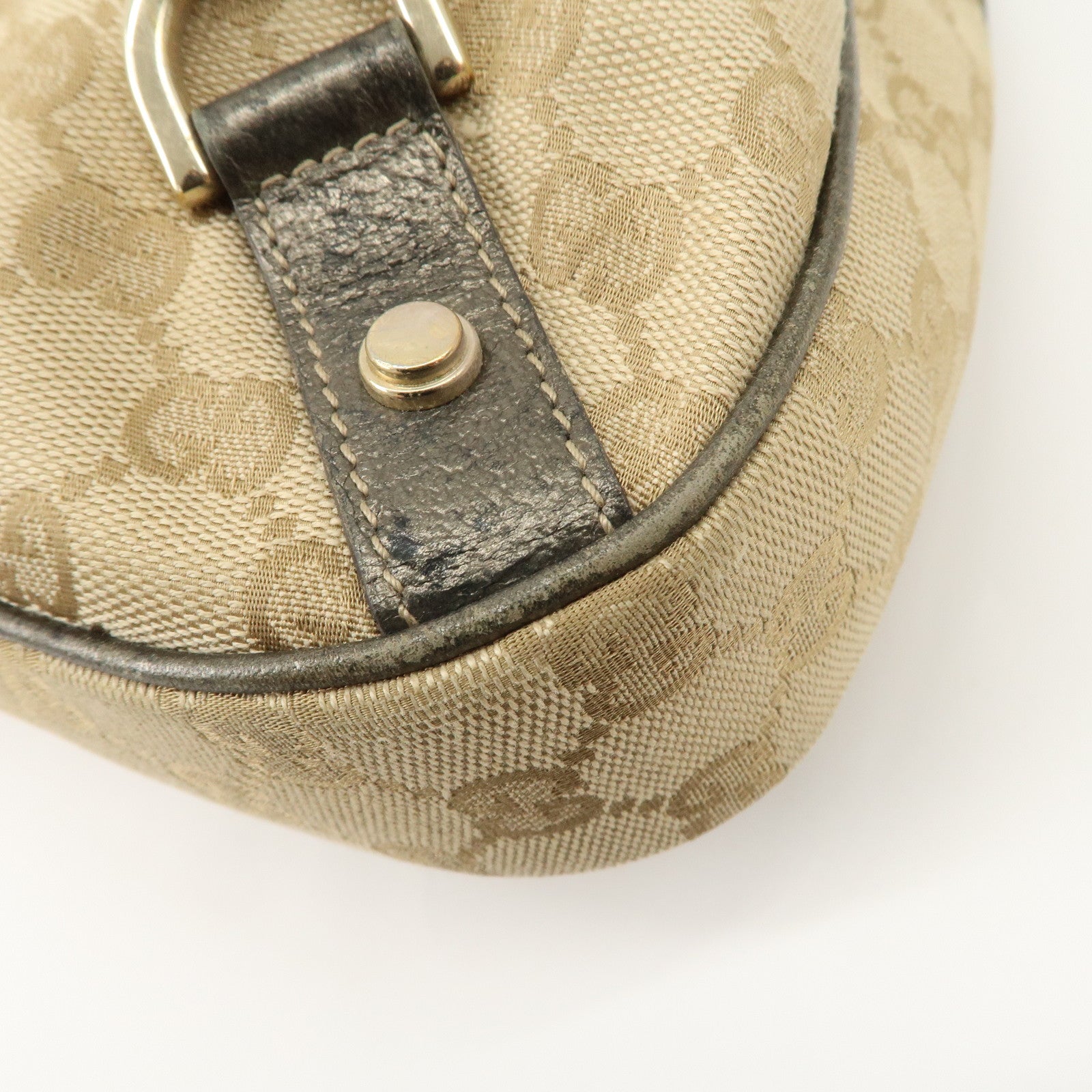 GUCCI Abbey GG Canvas Leather Shoulder Bag Beige Bronze 130738 Used