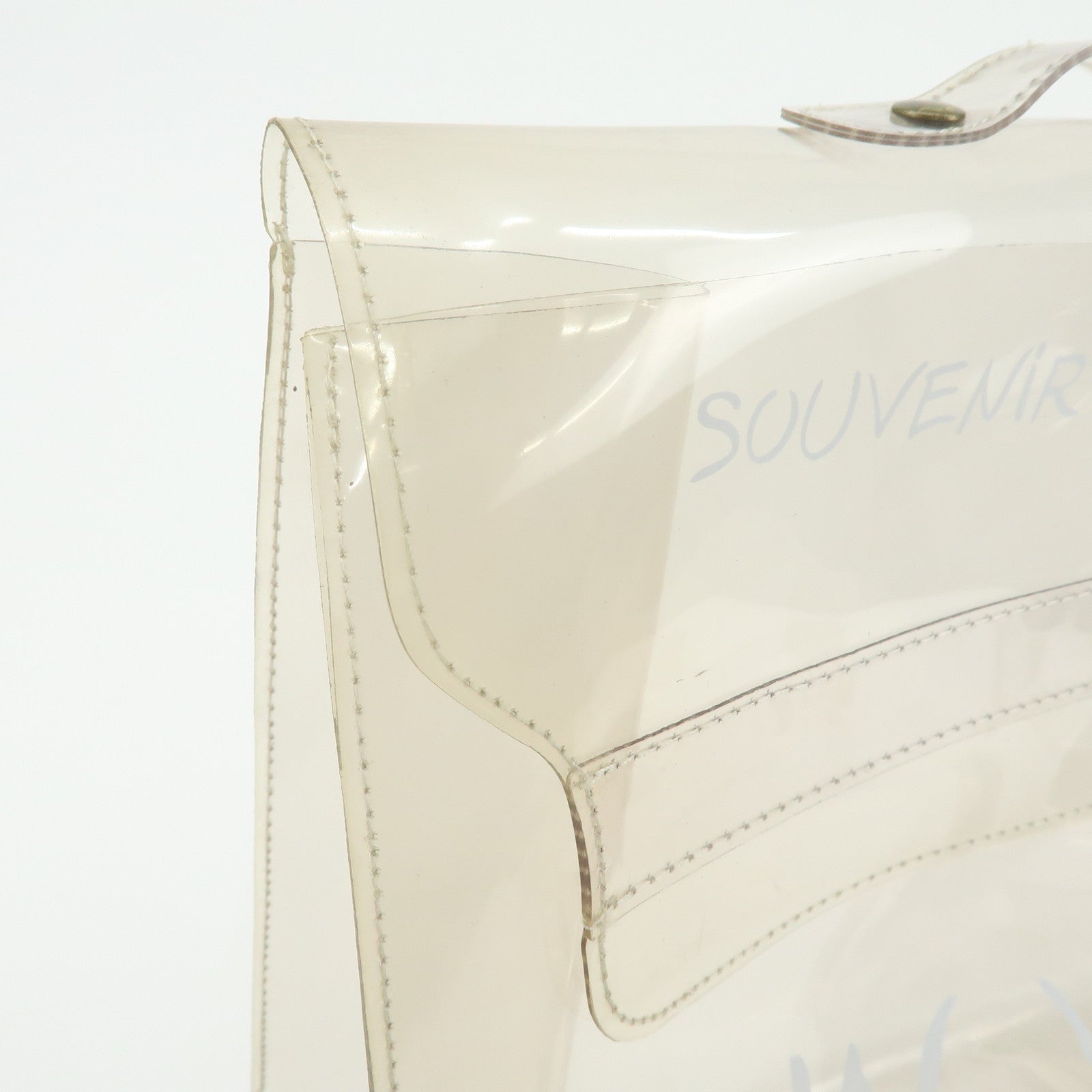 HERMES Kelly Vinyl Hand Bag Clear Transparent