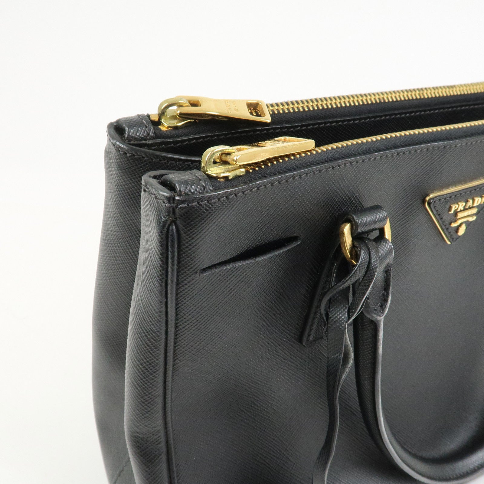 PRADA Triangle Logo Saffiano Leather 2Way Shoulder Bag Black BN2863