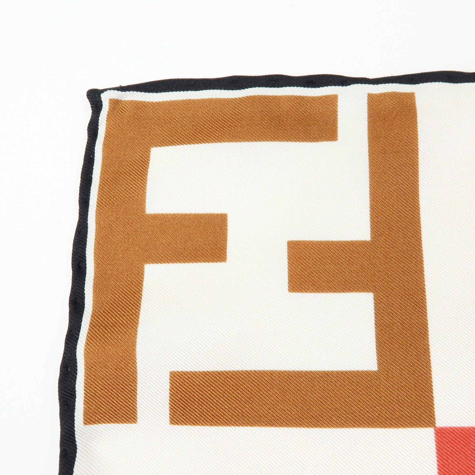 FENDI Zucca Silk 100% Scarf White Black Brown Red