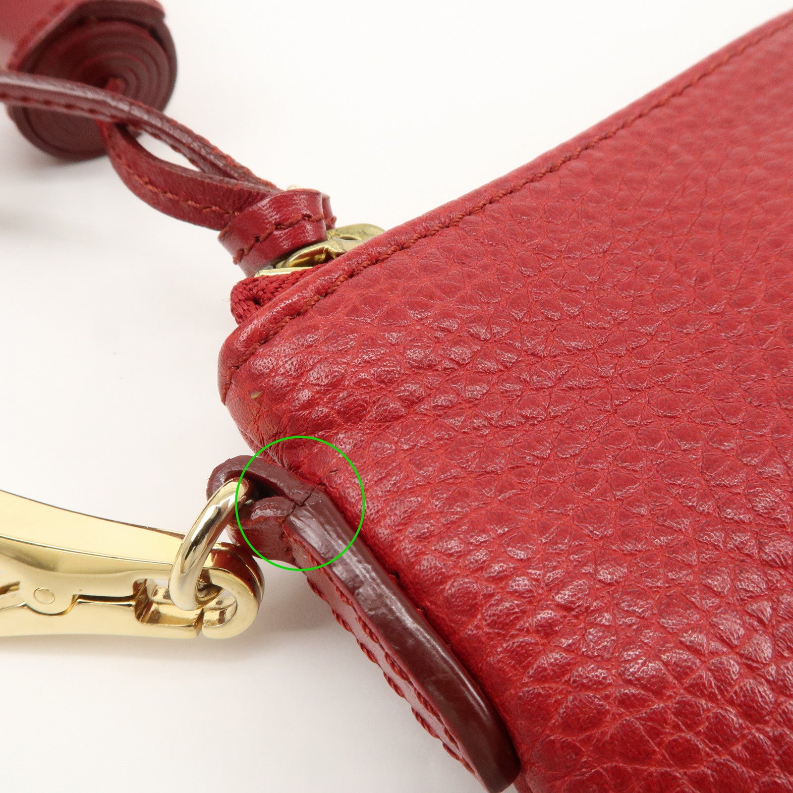 BURBERRY Logo Leather Chain Shoulder Bag Crossbody Bag Red Used