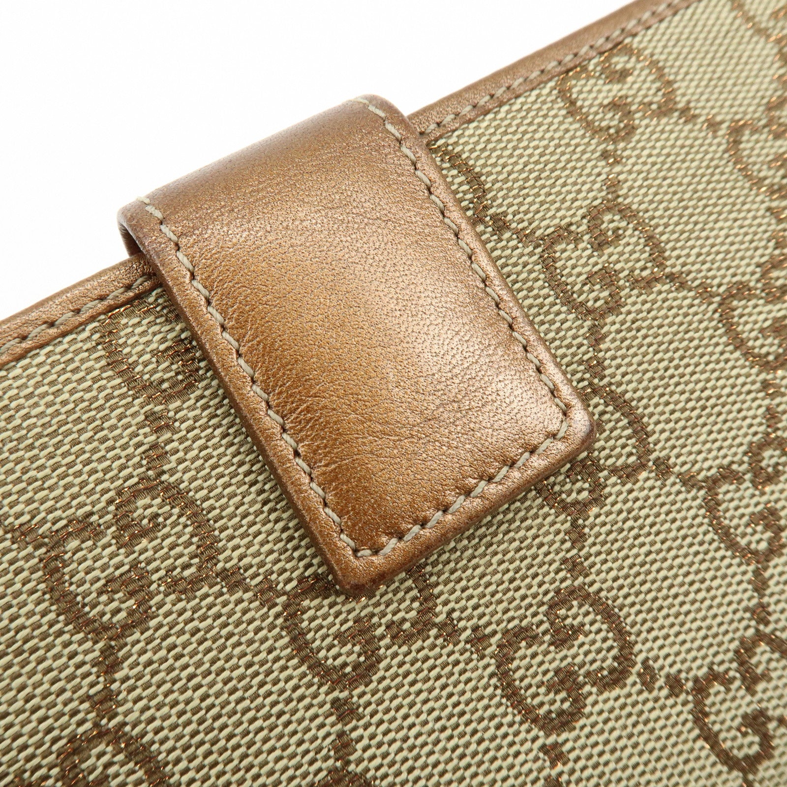 GUCCI Interlocking G GG Canvas Leather Long Wallet Light Brown