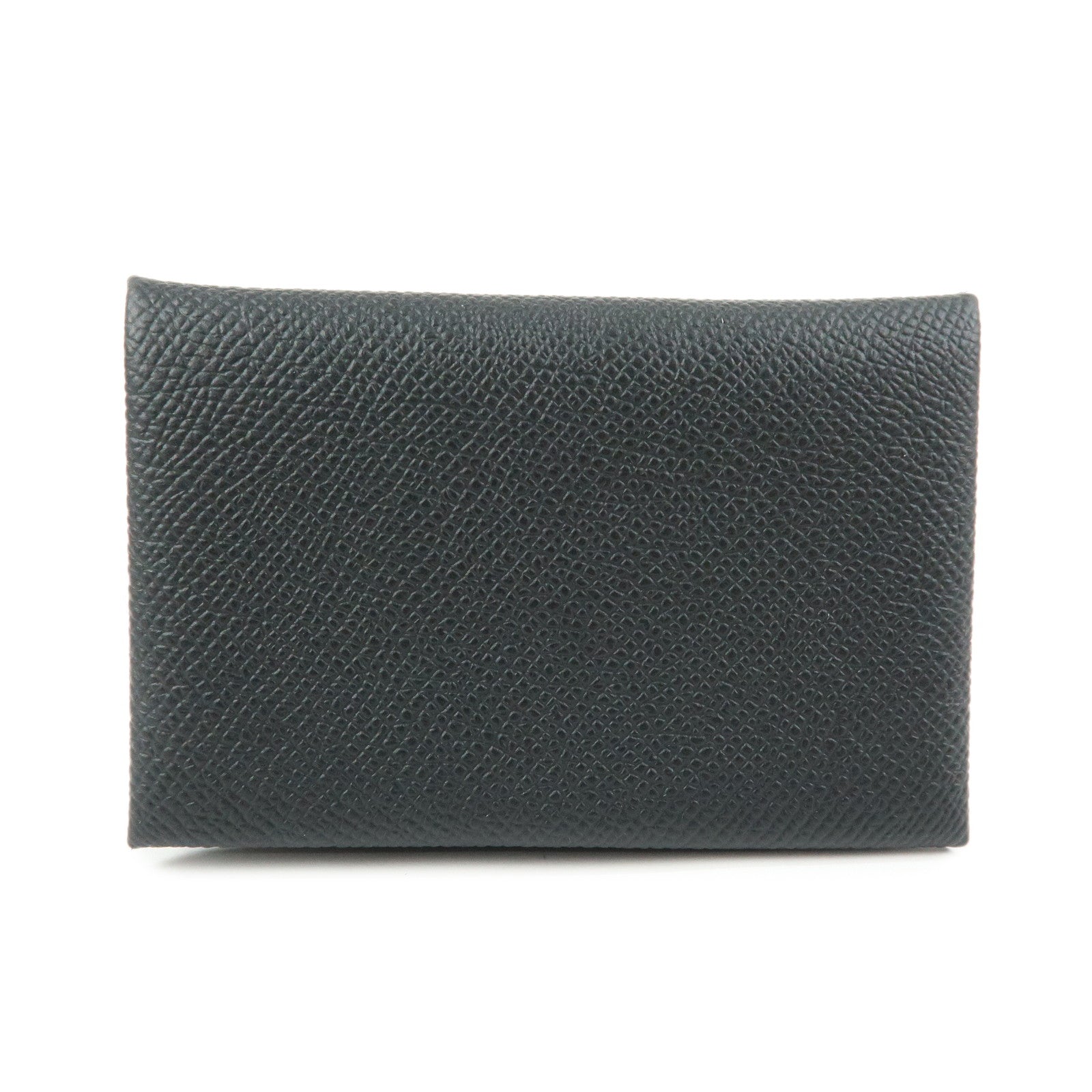 HERMES CALVI Duo Veau Epsom Card Case Card Holder W Stamped Black