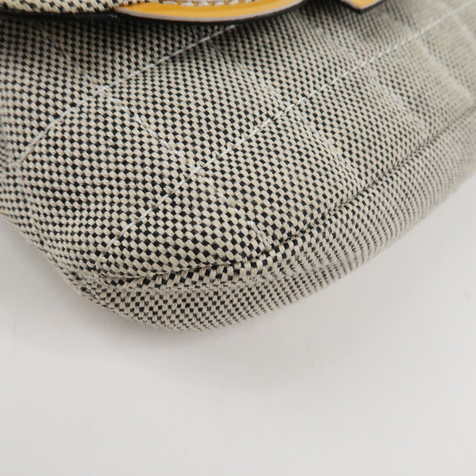 CHANEL COCO Mark Canvas Patent Leather Chain Shoulder Bag Grey Orange Used