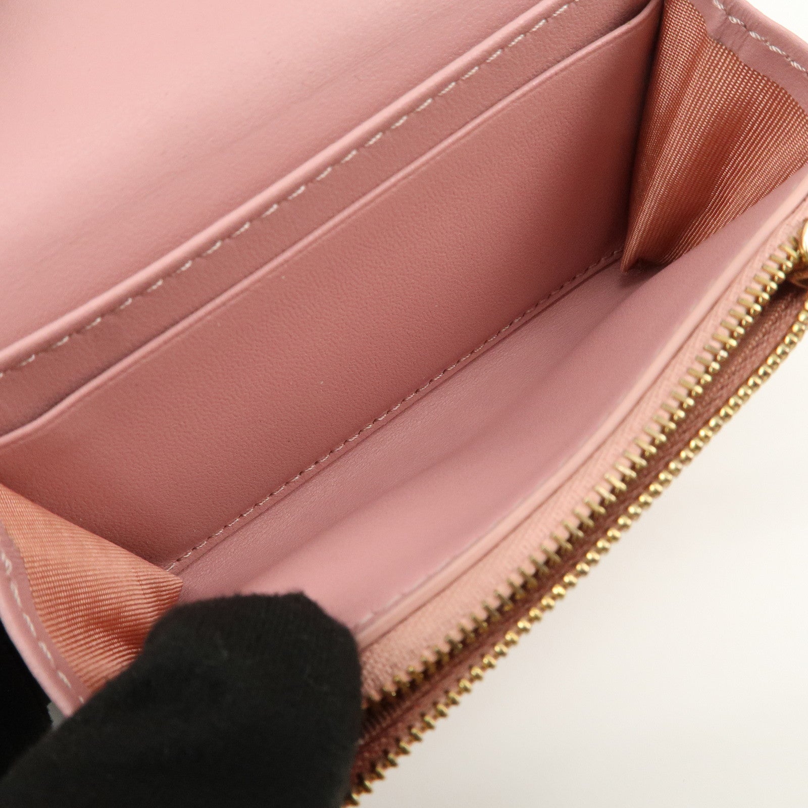 Christian Dior Canage Leather Bi-fold Compact Wallet Pink