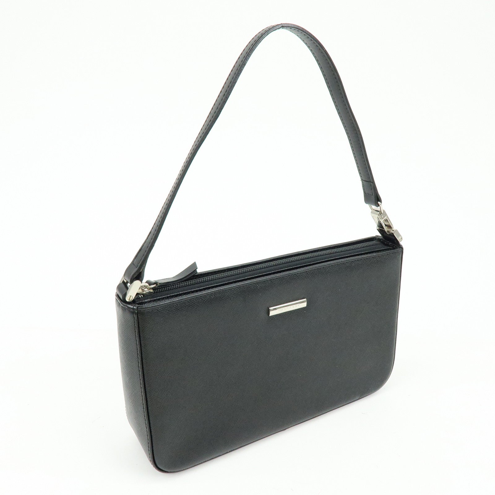 BURBERRY Leather Hand Bag Nova Plaid Black