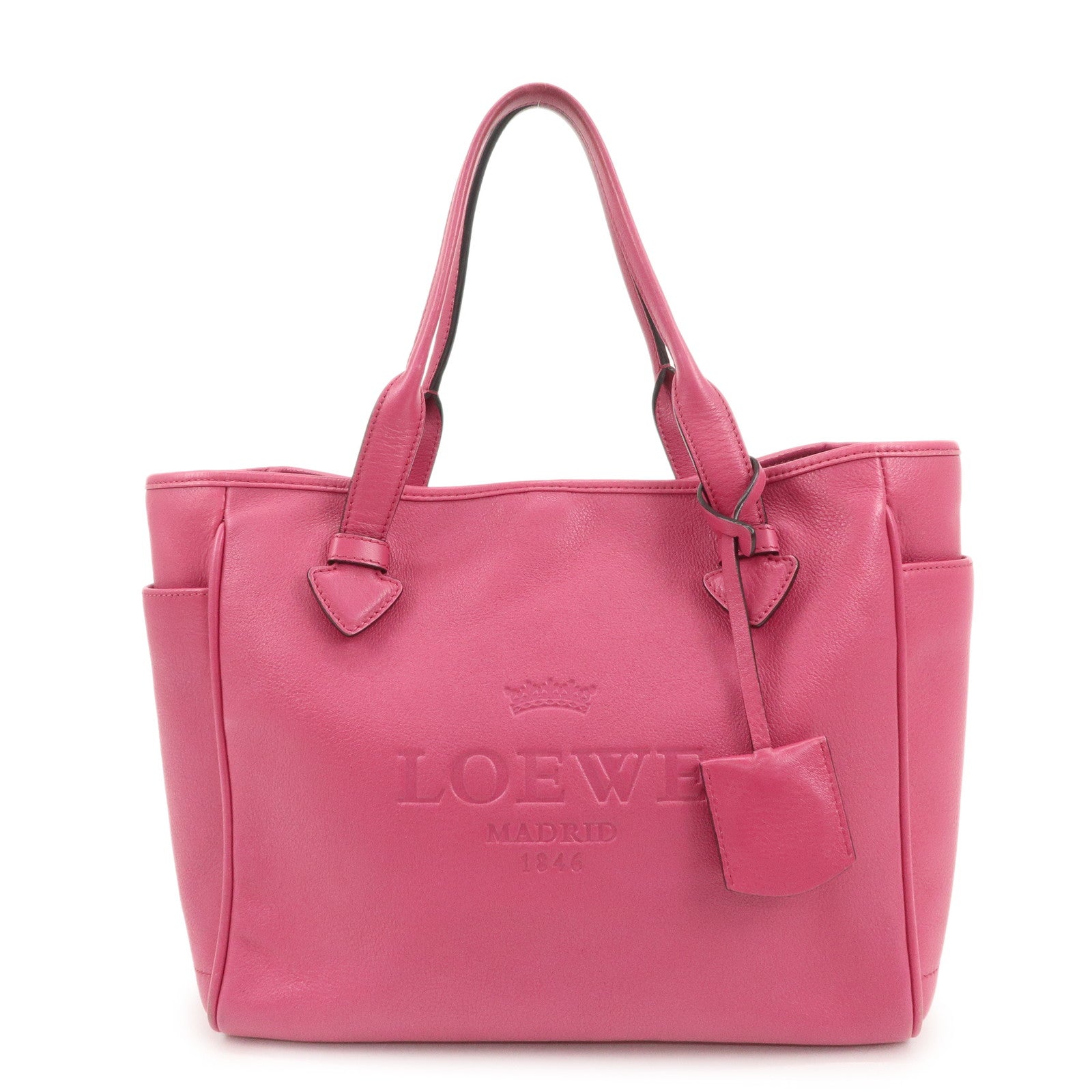 LOEWE Heritage Leather Tote Bag Hand Bag Shoulder Bag Pink