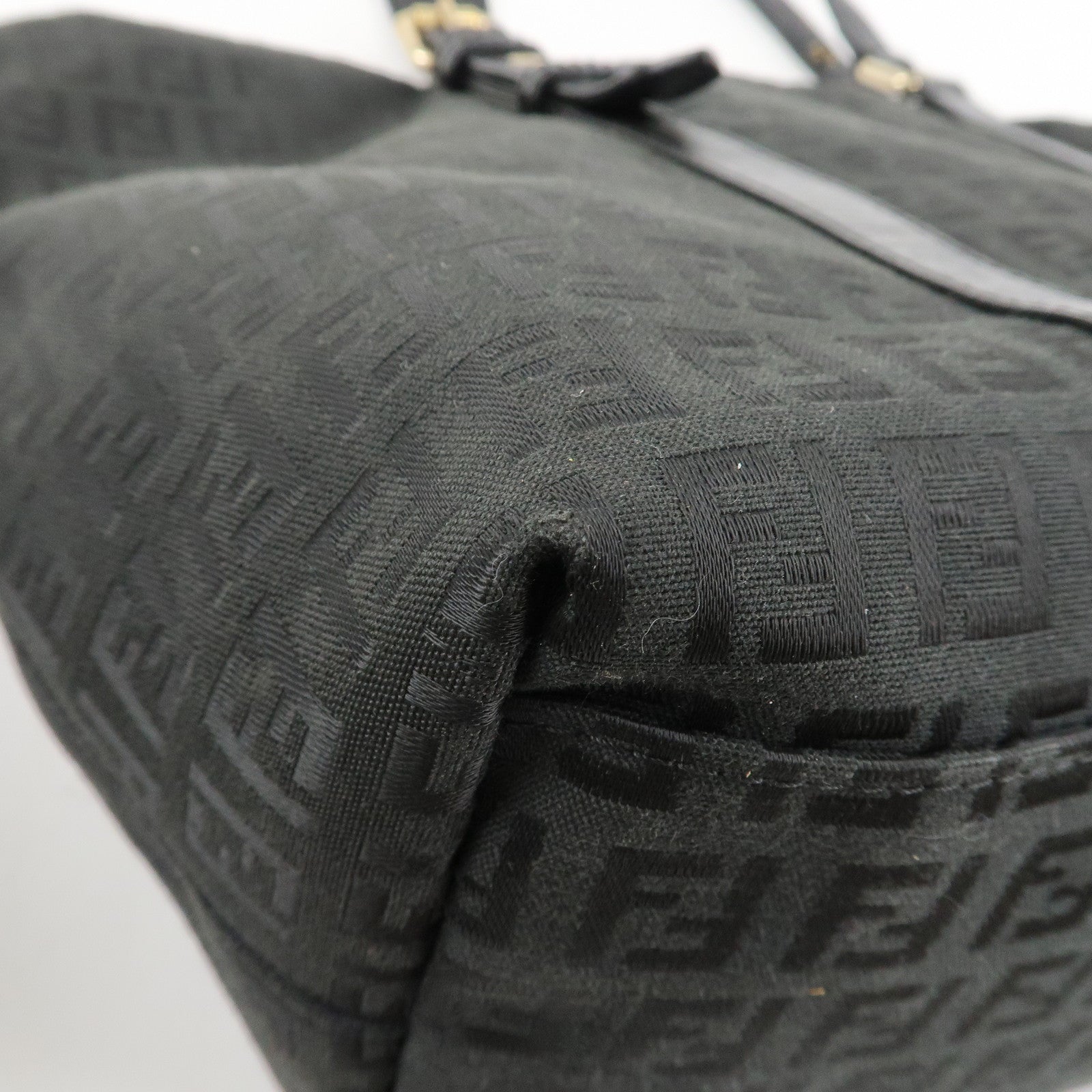 FENDI Zucchino Canvas Leather Tote Bag Shoulder Bag Black 8BH215 Used