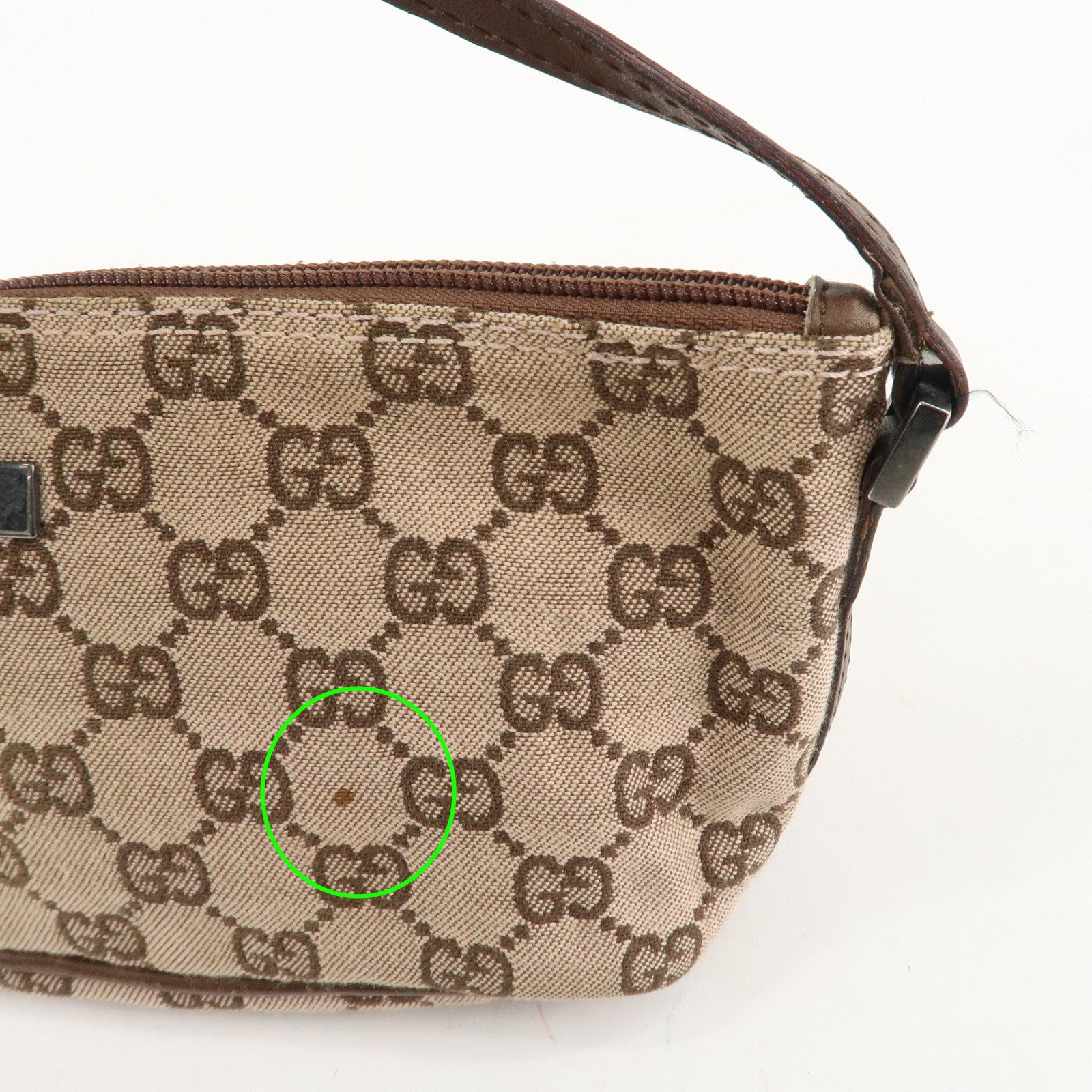 GUCCI GG Canvas Leather Canvas Accessory Pouch 039.1103.2123 Used