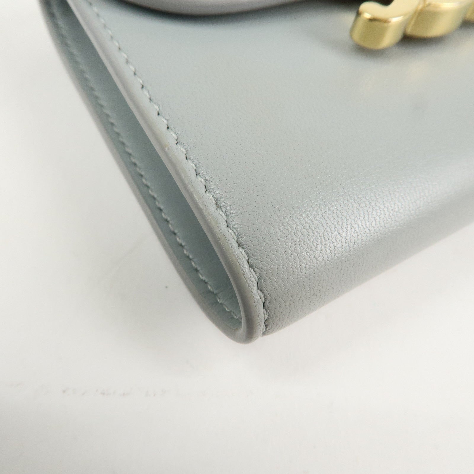 CELINE Triomphe Leather Tri-fold Falap Wallet Light Blue