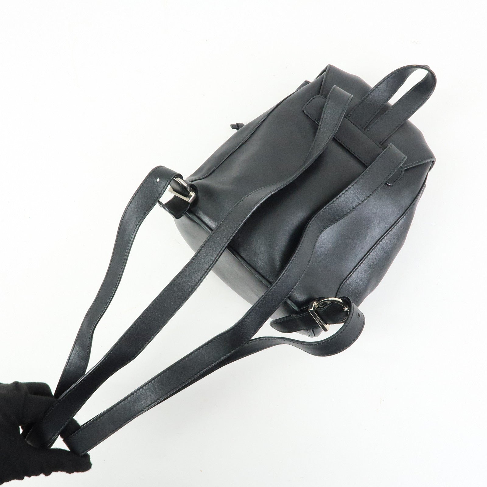 Ferragamo Gancni Leather Mini Backpack Rucksack Black Silver