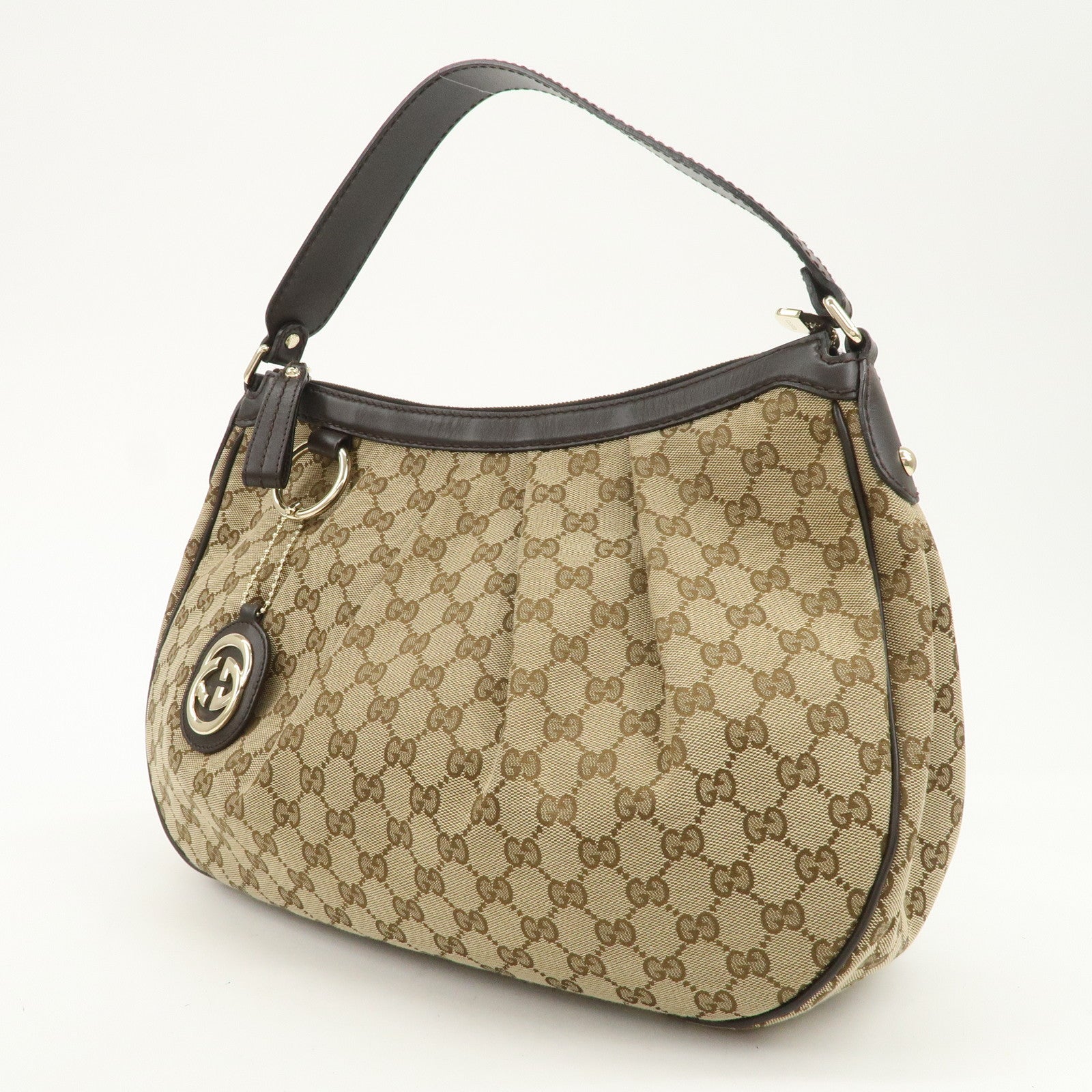 GUCCI Sukey Interlocking G GG Canvas Leather Shoulder Bag 362726