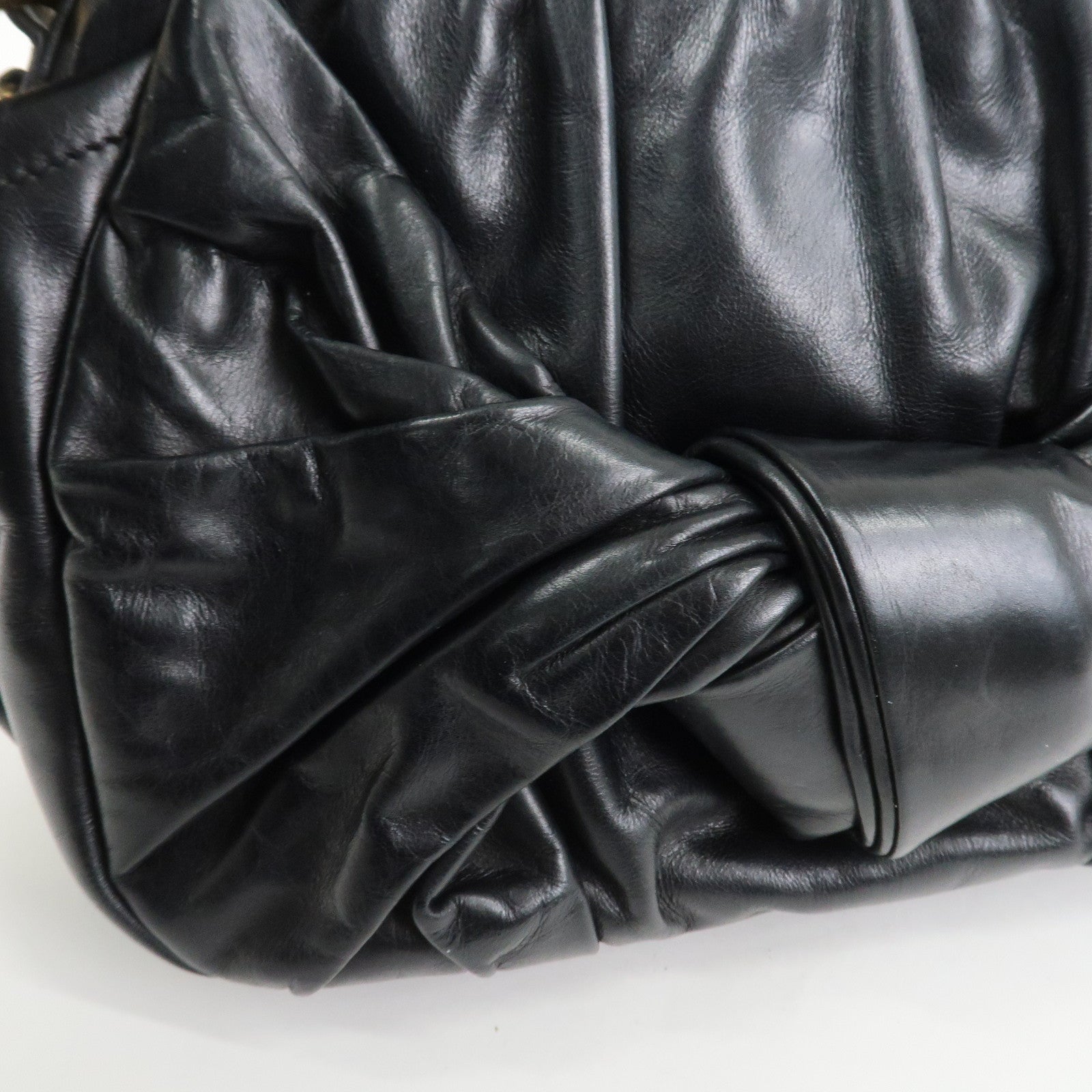 PRADA Triangle Logo Leather 2Way Bag Hand Bag Black BN1642