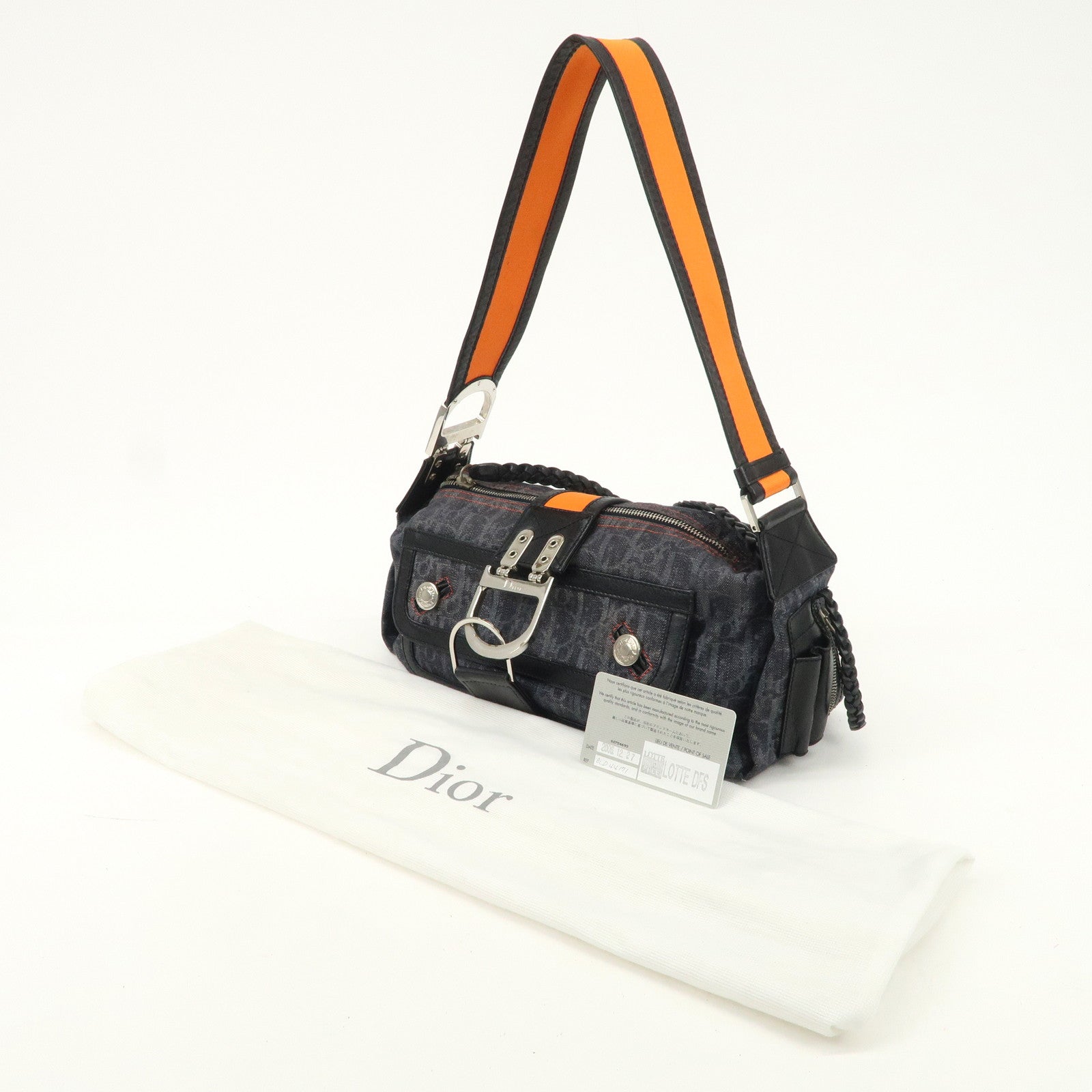 Christian Dior Flight Line Trotter Denim Leather Shoulder Bag