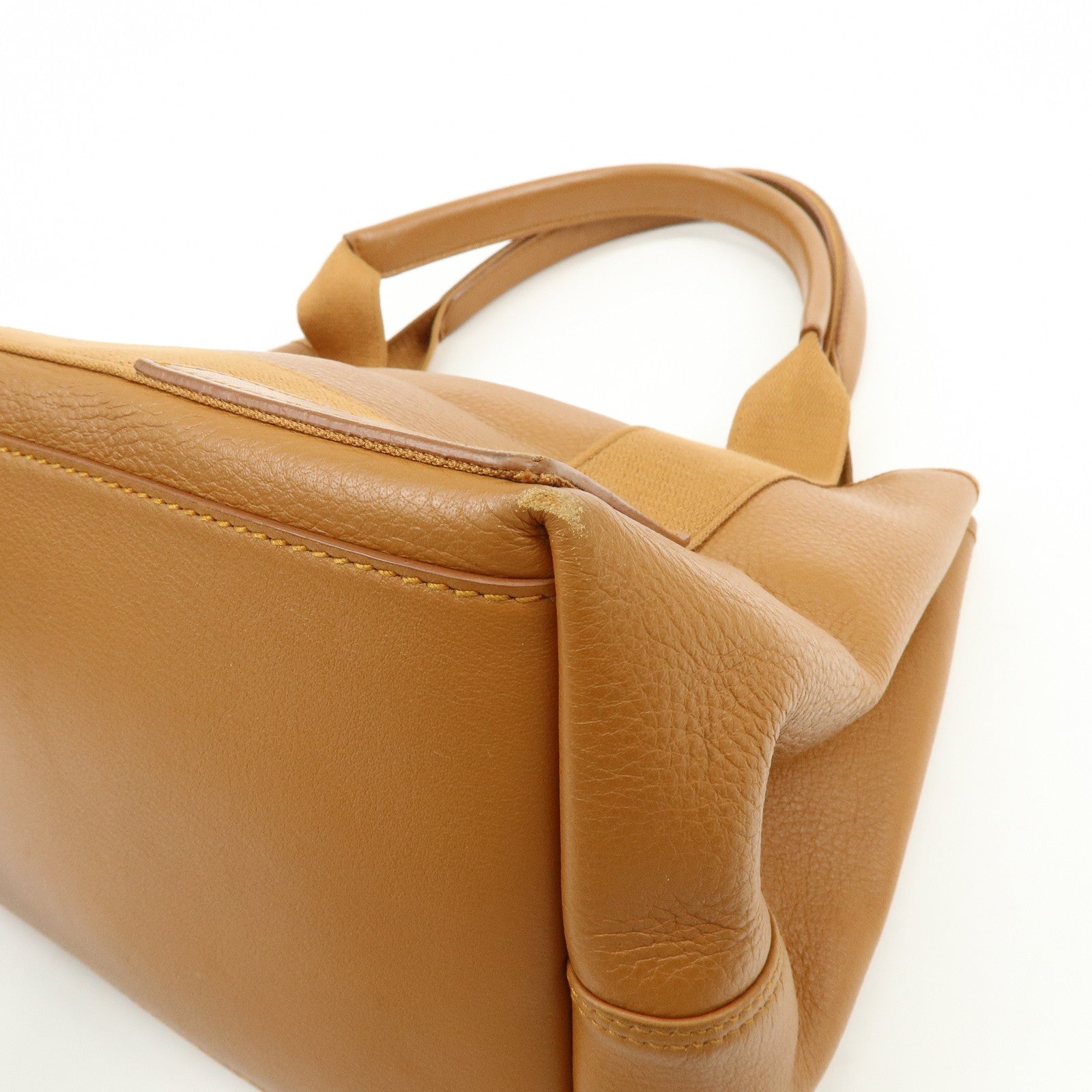 BALENCIAGA Navy Cabas Small Leather Tote Bag Hand Bag Brown 339933