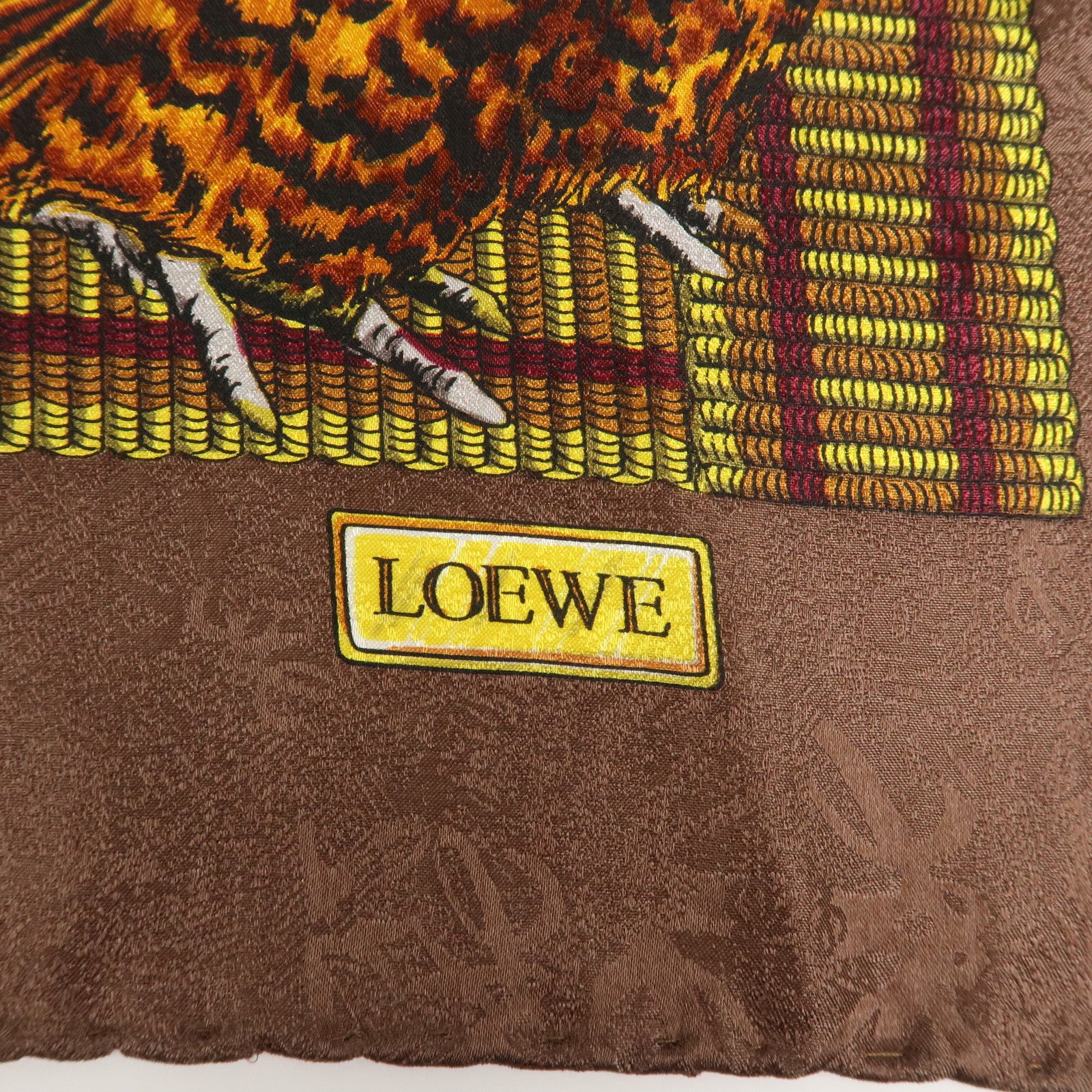 LOEWE Silk 100% Scarf Brown White