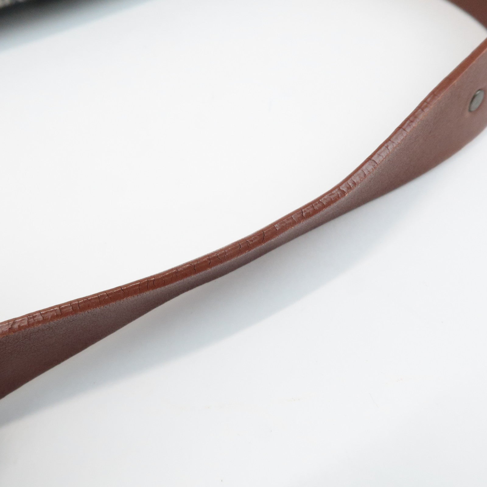 CELINE Macadam Denim Canvas Leather Shoulder Bag Blue Brown Used