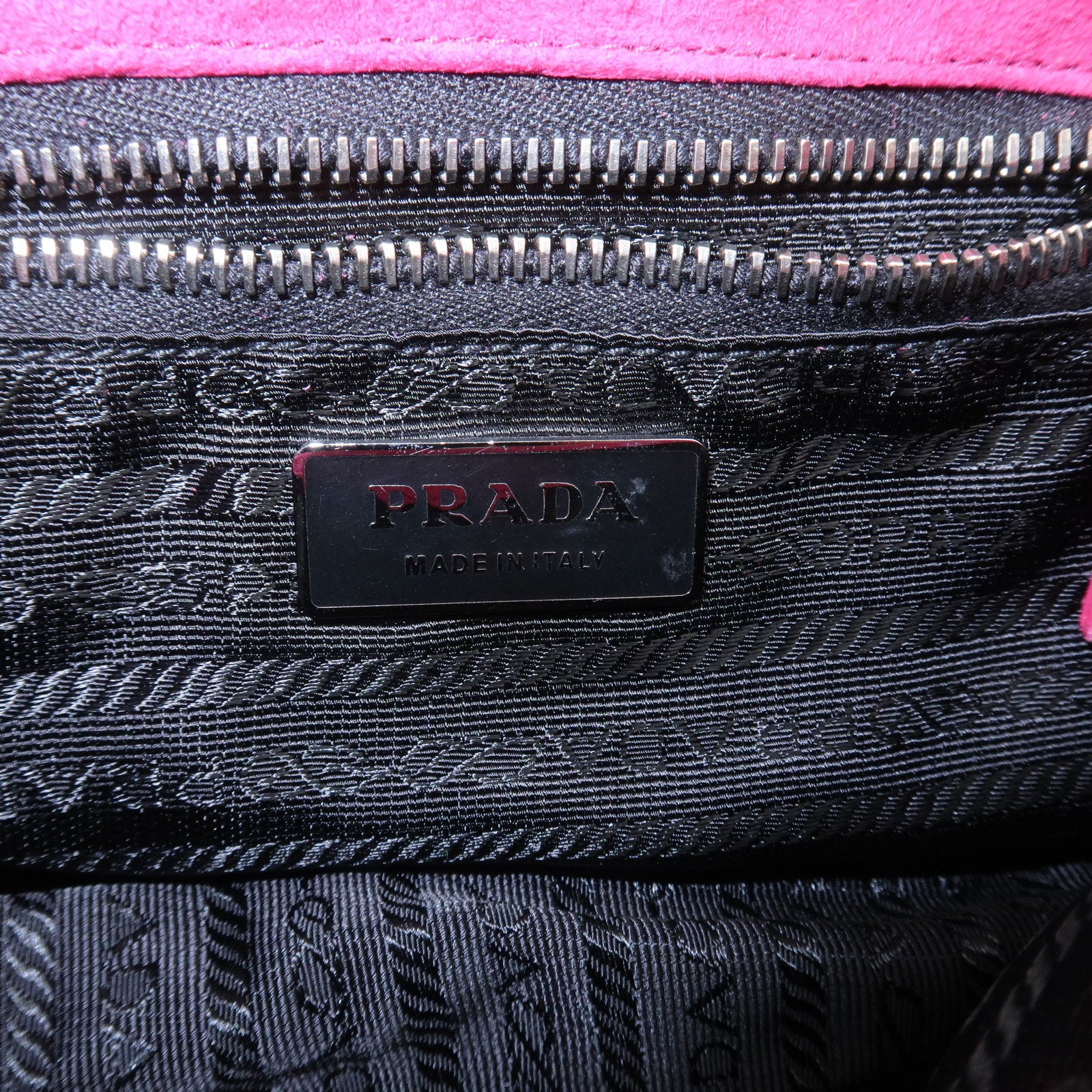 PRADA Triangle Logo Suede Shoulder Bag Hand Bag Pink BR2635