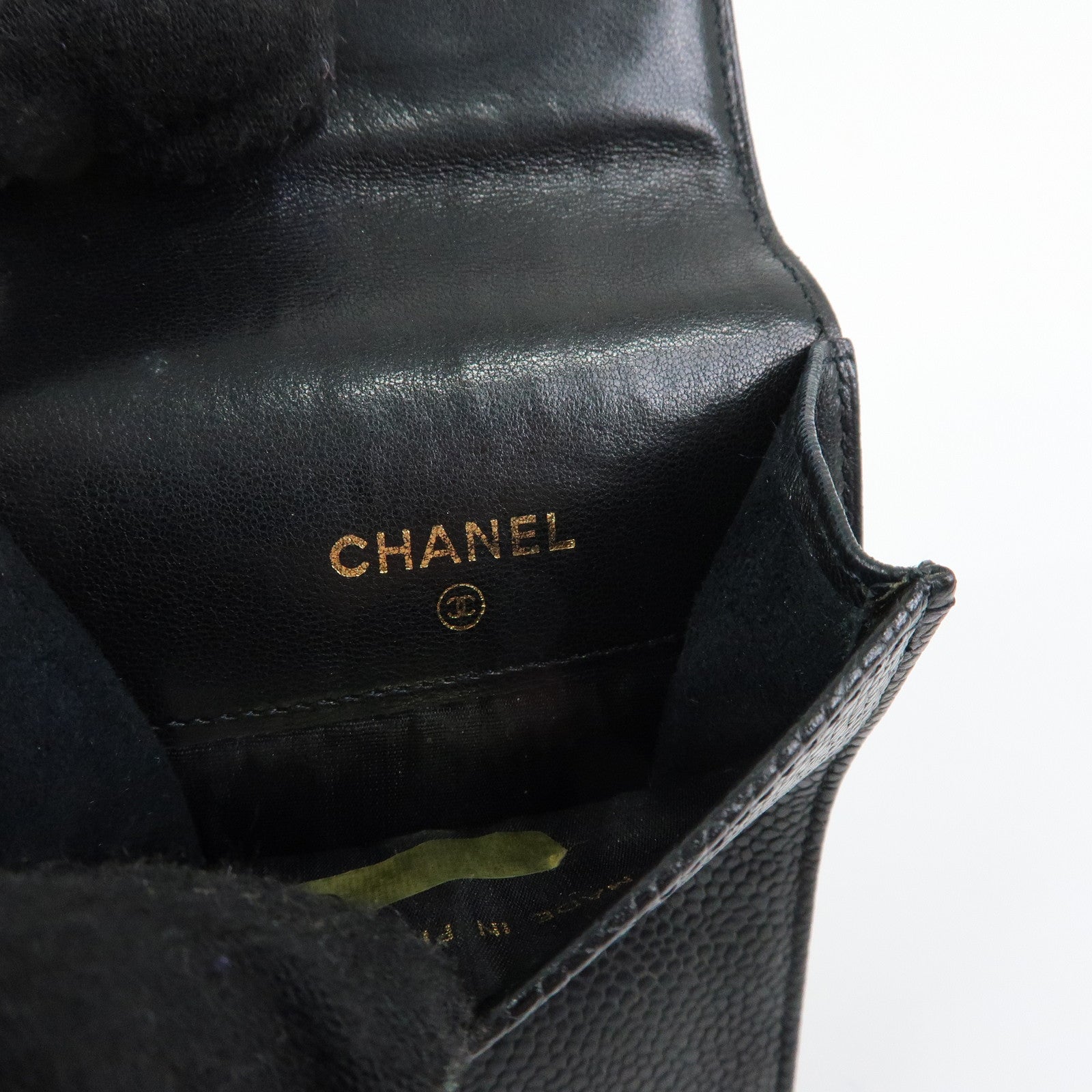 CHANEL COCO Mark Caviarskin Glasses Case Black