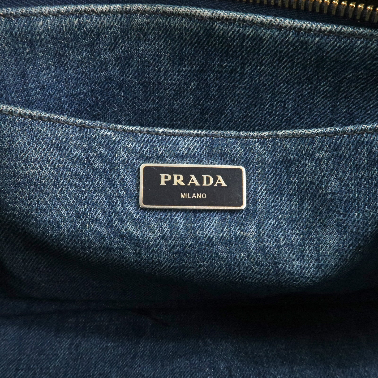PRADA Logo Canapa Mini Denim 2Way Bag Hand Bag Shoulder Bag 1BG439