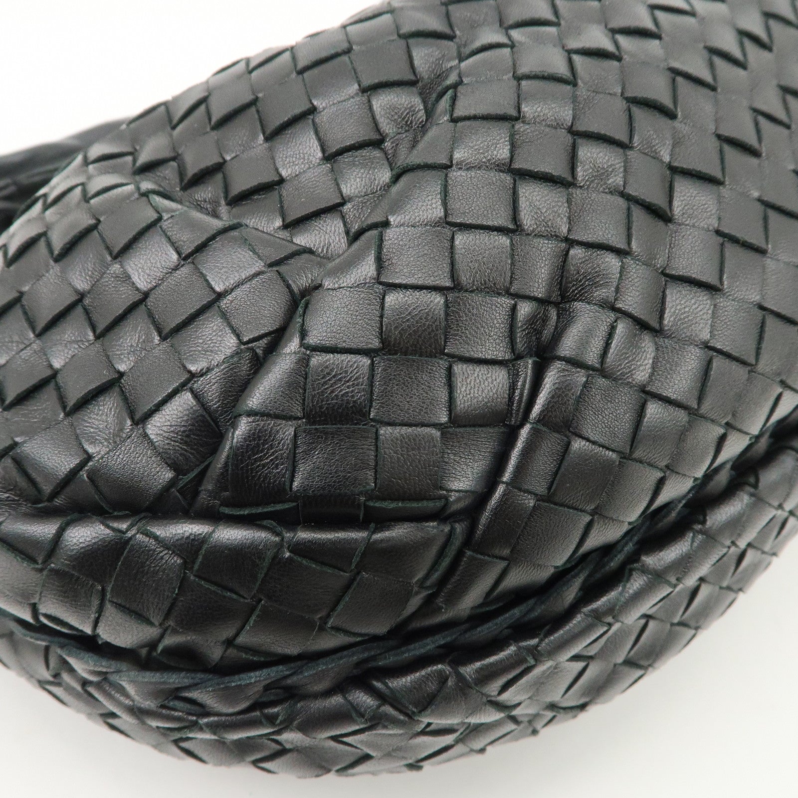 BOTTEGA VENETA Intrecciato Hobo Leather Shoulder Bag Black 232499