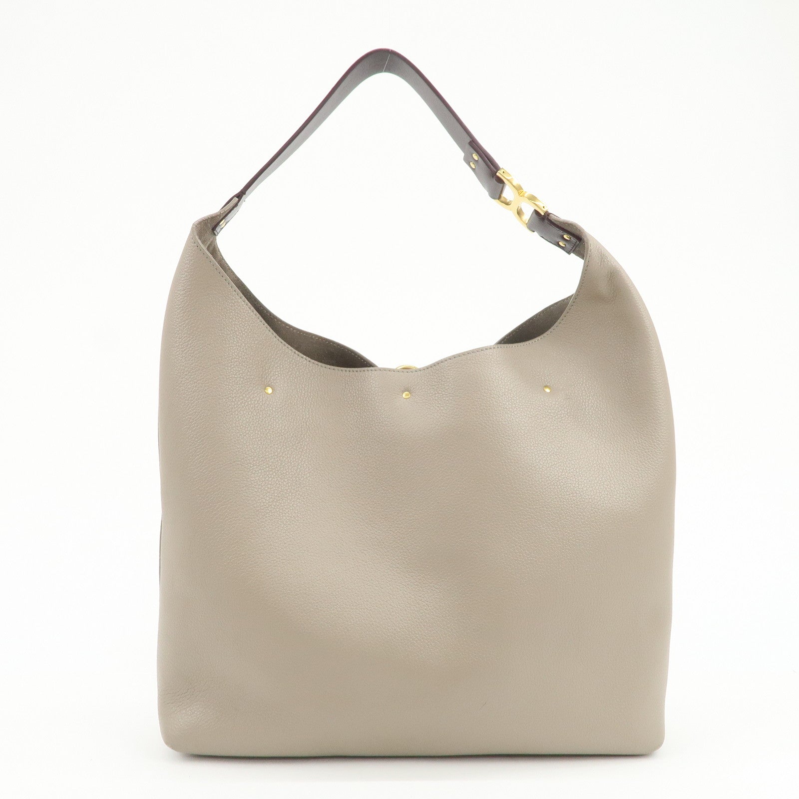 Chloe Marcie Grain Calf Leather Hobo Bag Shoulder Bag Motty Grey