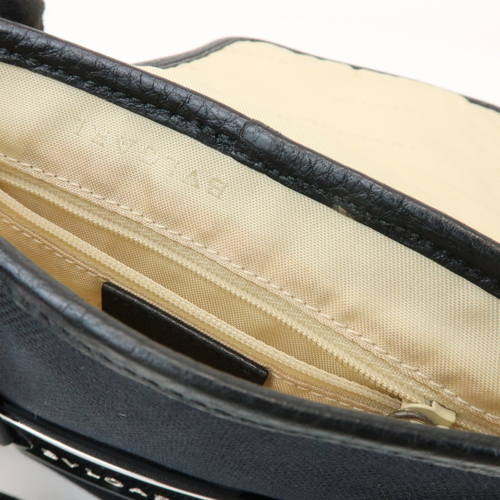 BVLGARI Canvas Leather Shoulder Bag Crossbody Bag Black