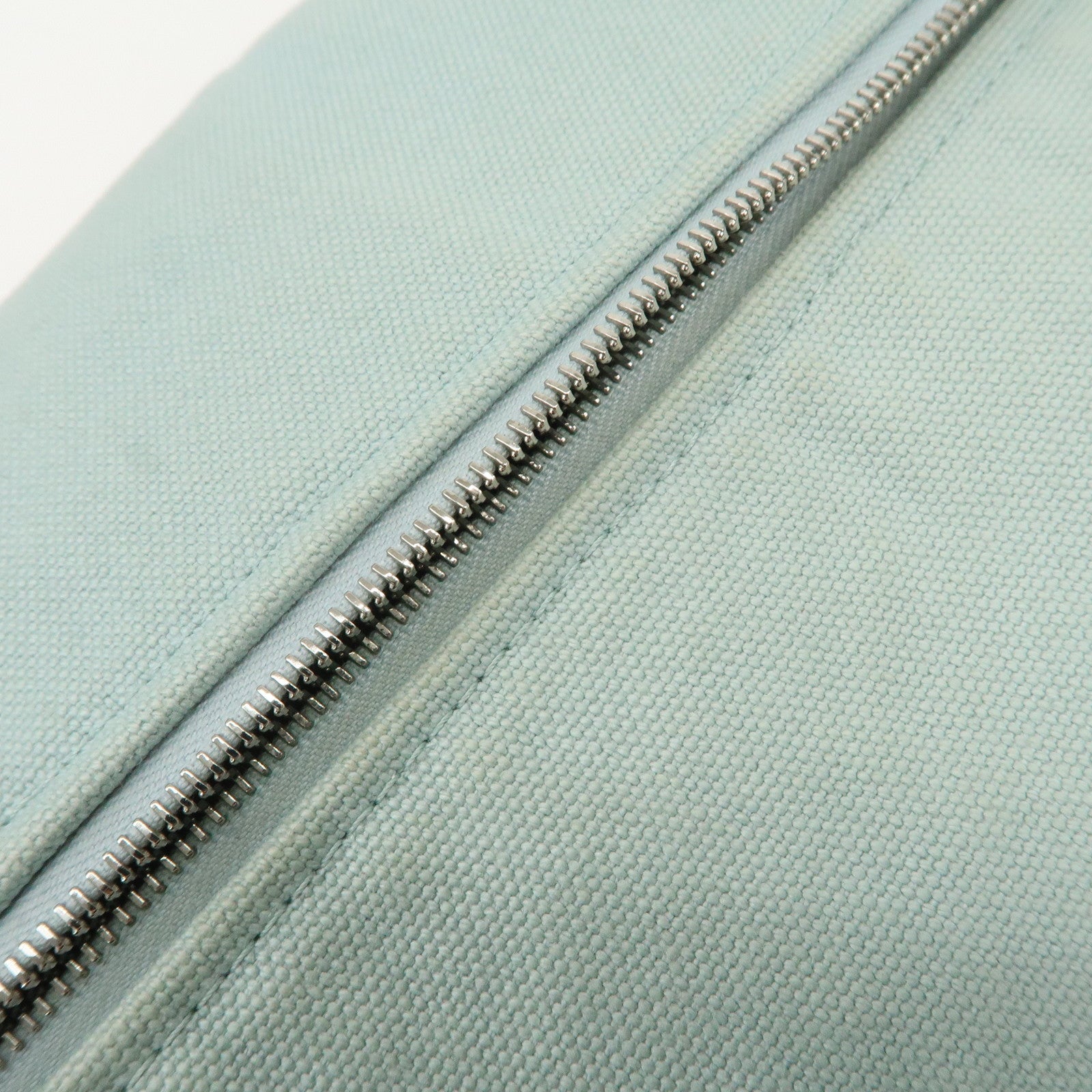 HERMES Bride A Brac GM Canvas Leather Hand Bag Pouch Light Blue