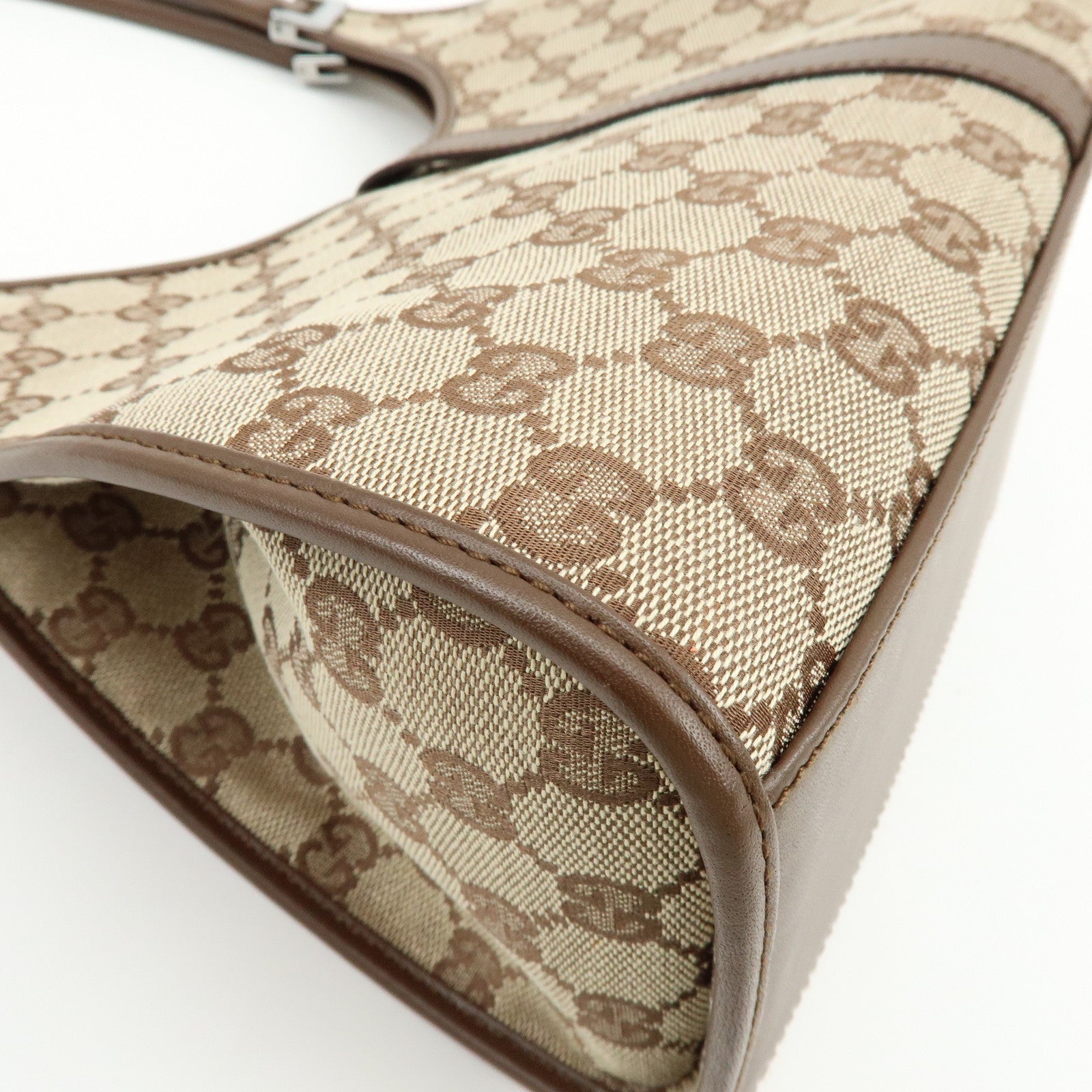 GUCCI Jackie GG Canvas Leather Shoulder Bag Hand Bag Brown 002.1067