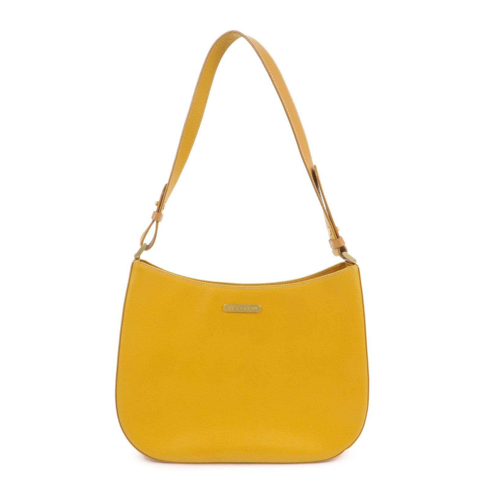 BURBERRY Logo Leather Shoulder Bag Hand Bag Yellow Beige