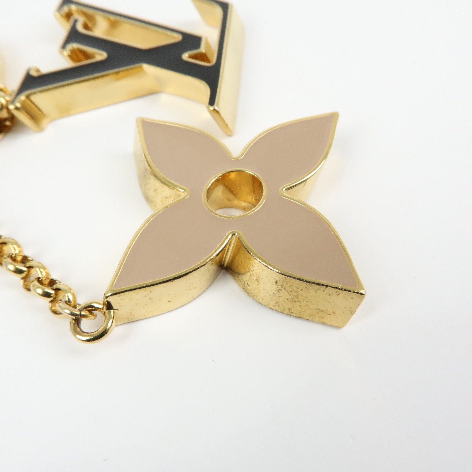 Louis Vuitton Fleur de Monogram Key Chain Bag Charm Gold M67119